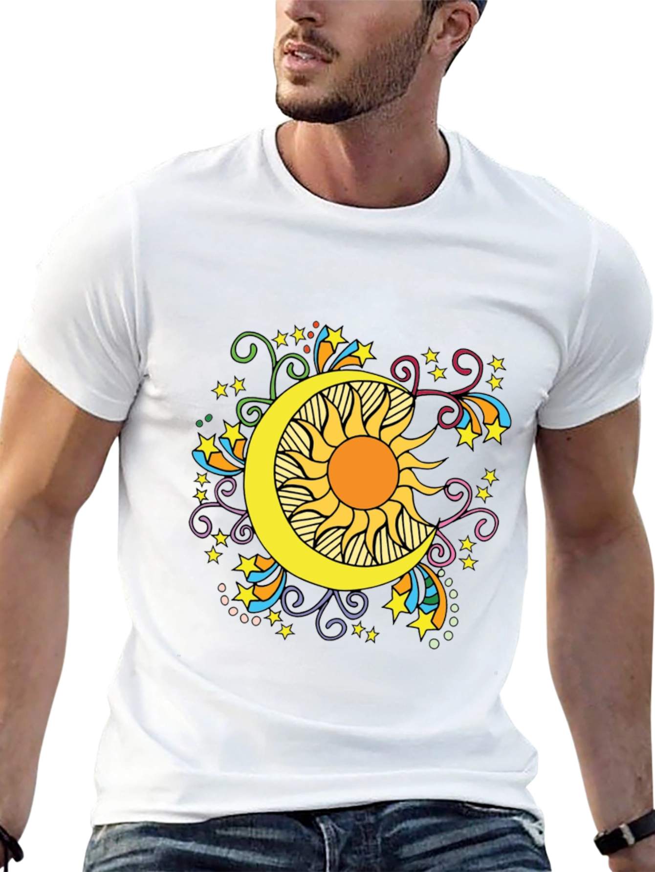 Celestial Sun and Moon Graphic Tee
