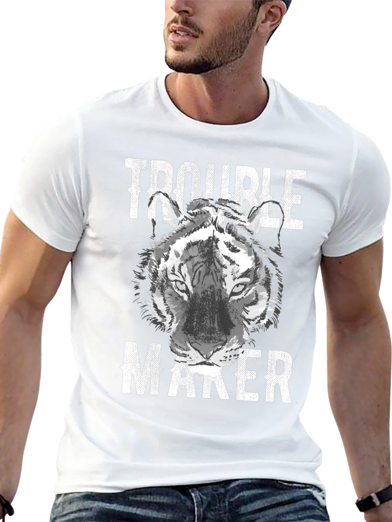 Trouble Maker Tiger Graphic T-Shirt