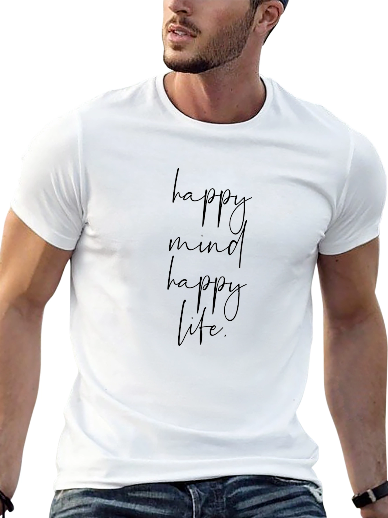Happy Mind Happy Life Graphic Tee - Black