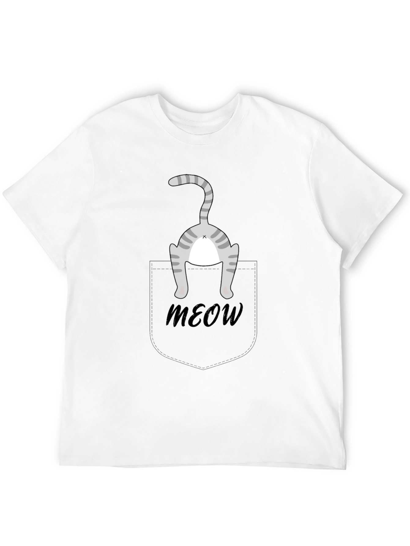 Funny Cat Pocket T-Shirt - Meow!