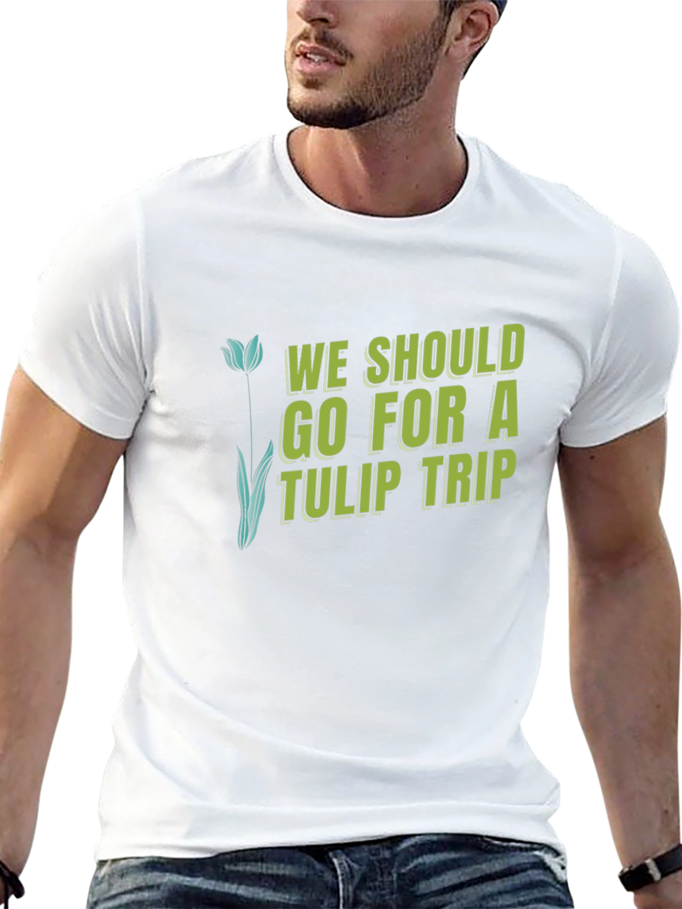Tulip Trip Graphic Tee - Black Cotton T-Shirt