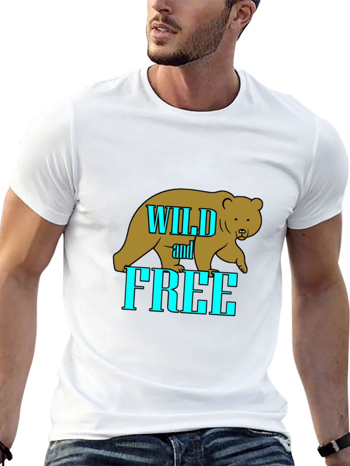 Wild and Free Bear Graphic T-Shirt - Black