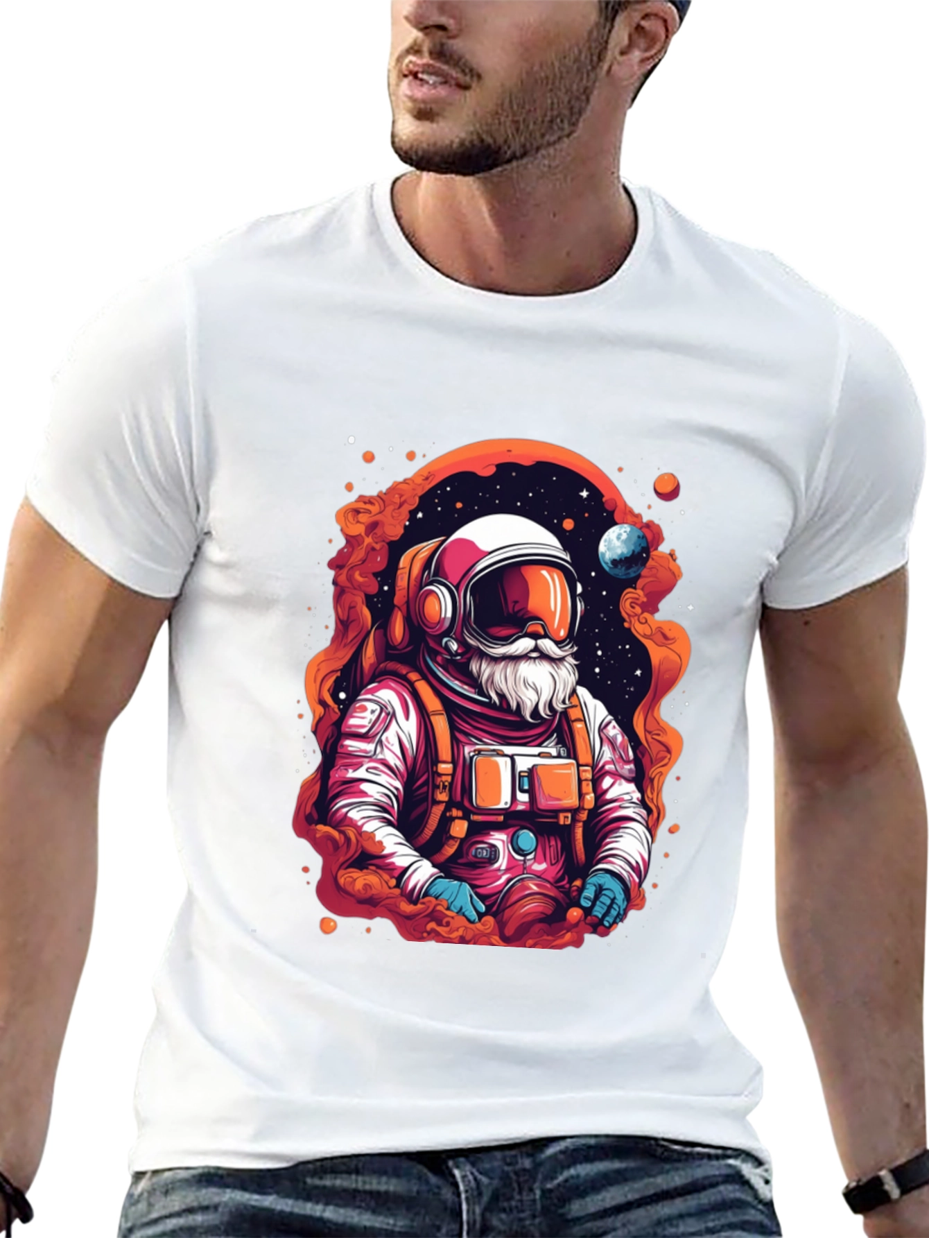 Santa Astronaut Graphic Tee - Cosmic Holiday Style