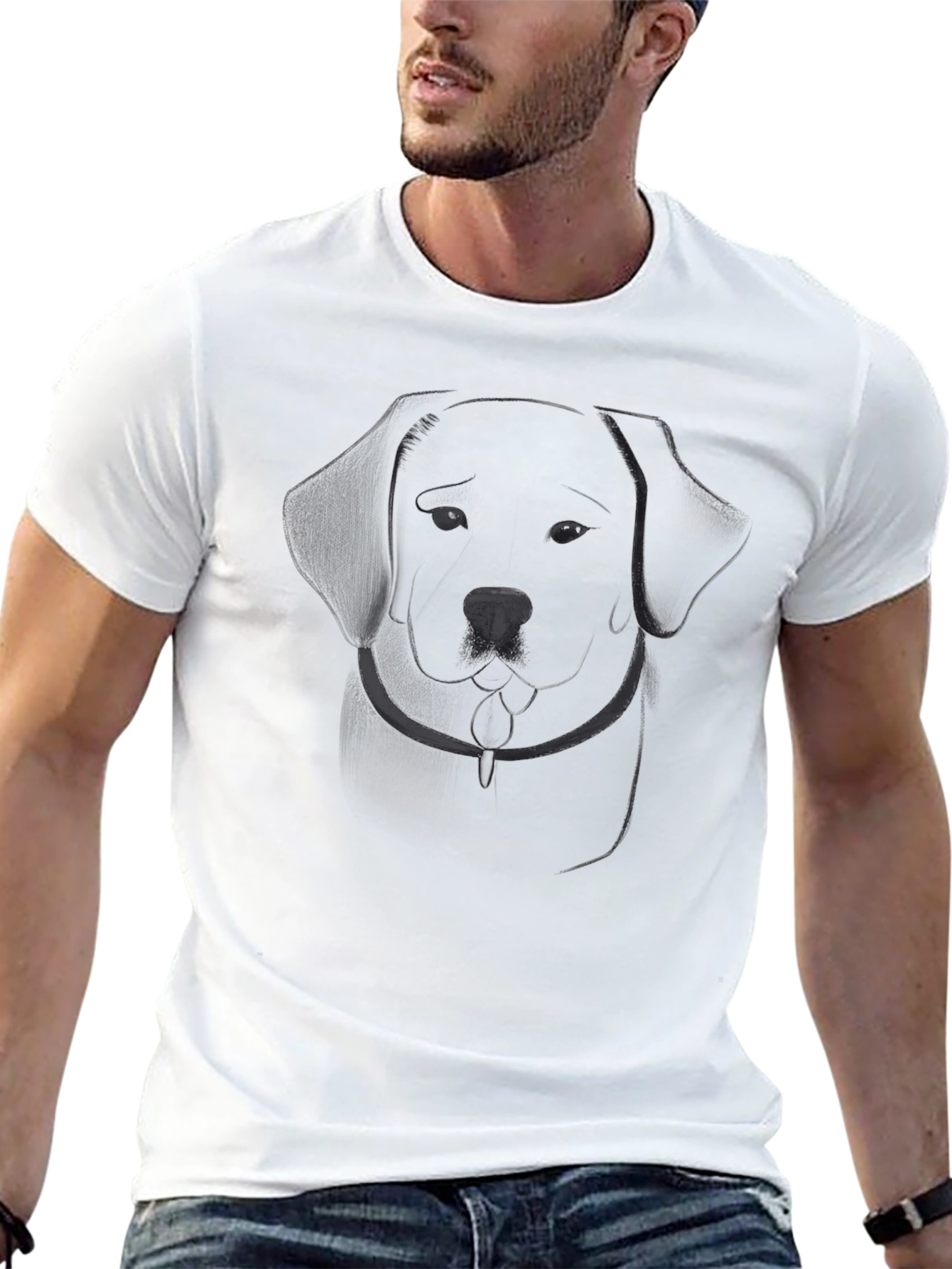 Mens Black Graphic Tee - Dog Outline
