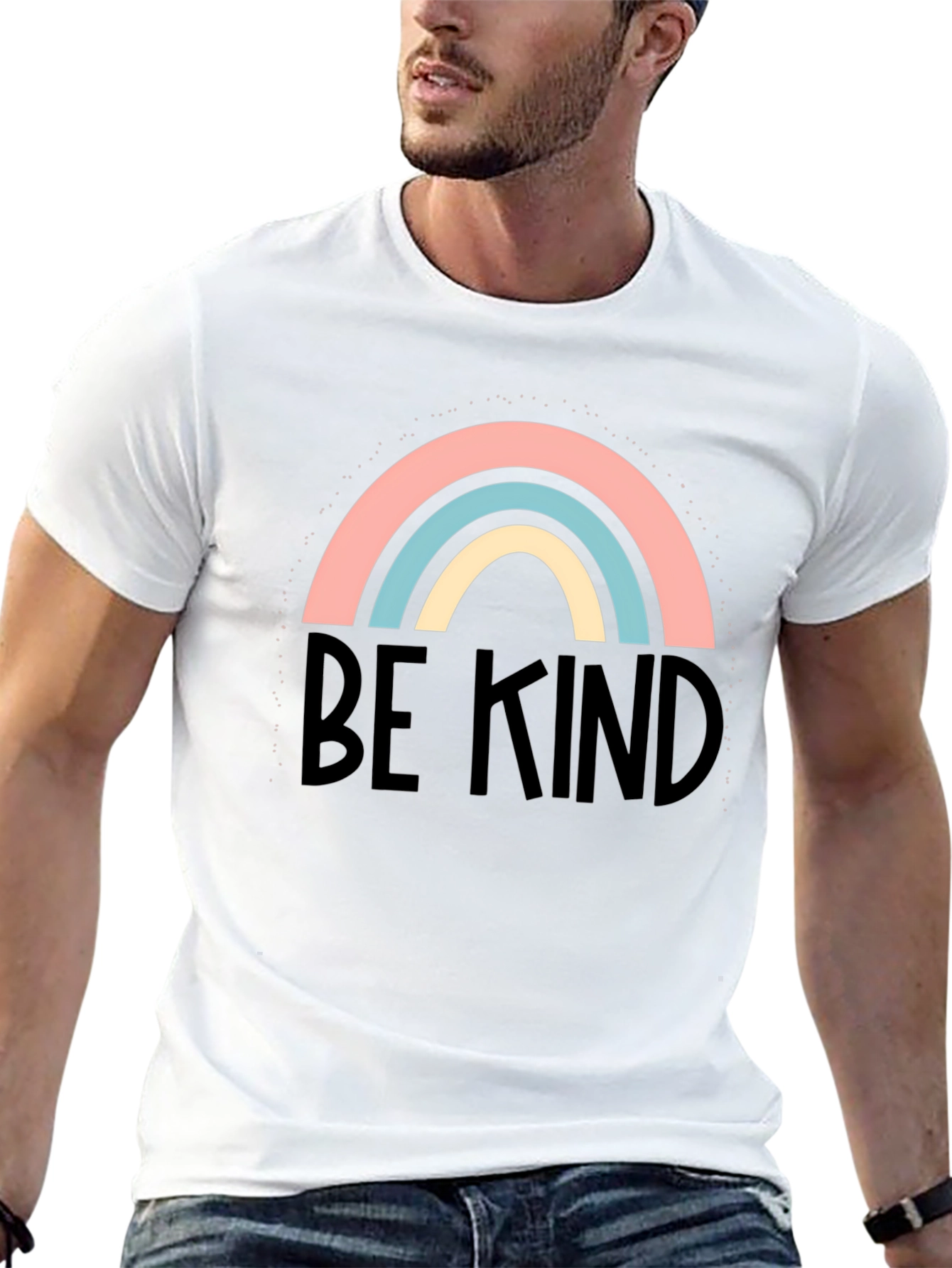 Be Kind Rainbow Graphic Tee - Soft Cotton Blend