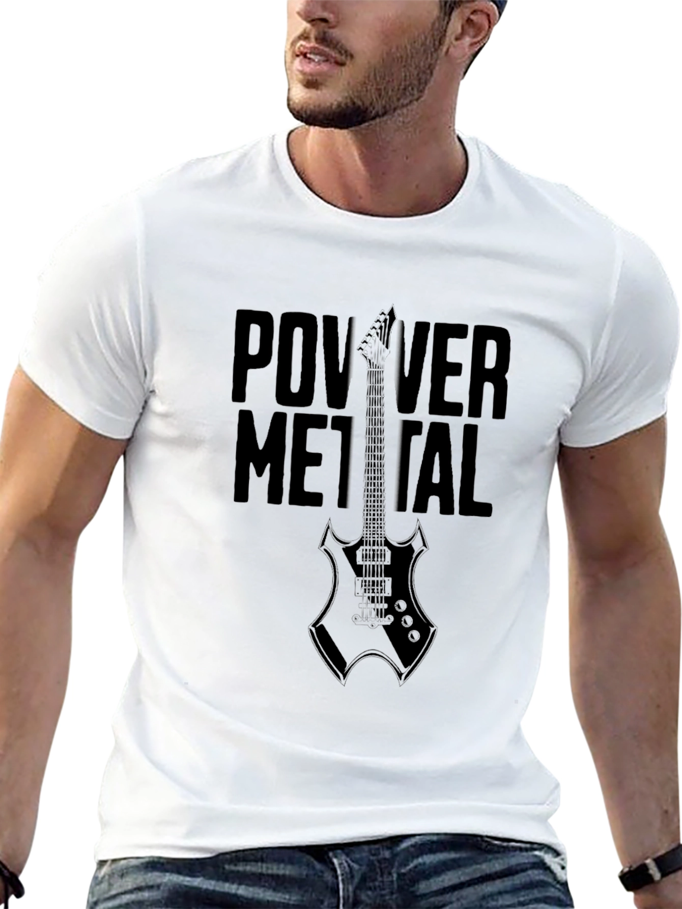 Power Metal T-Shirt - Black Guitar Graphic