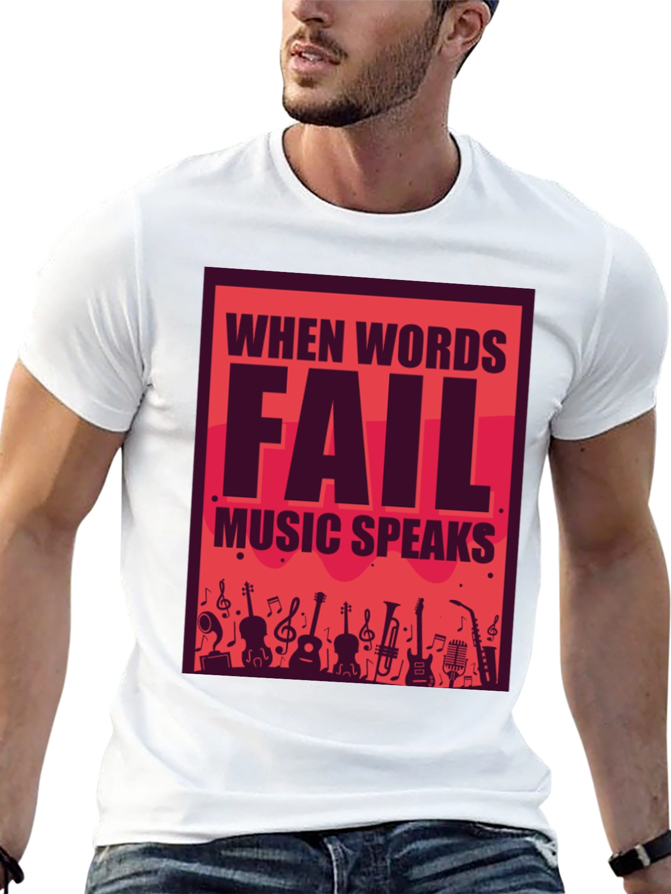 Music Speaks Graphic Tee - Black Cotton T-Shirt