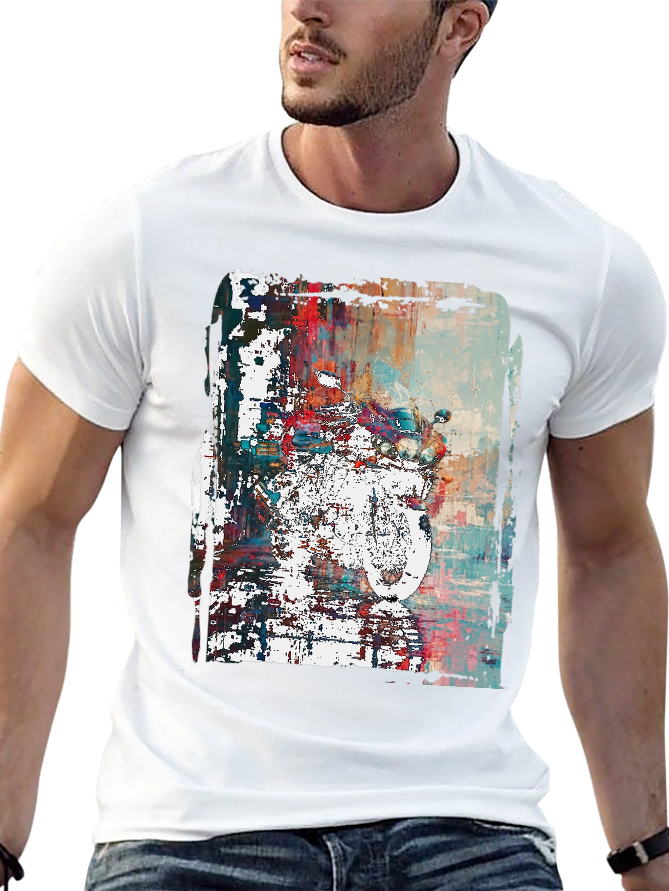 Abstract Motorcycle Graphic Print T-Shirt