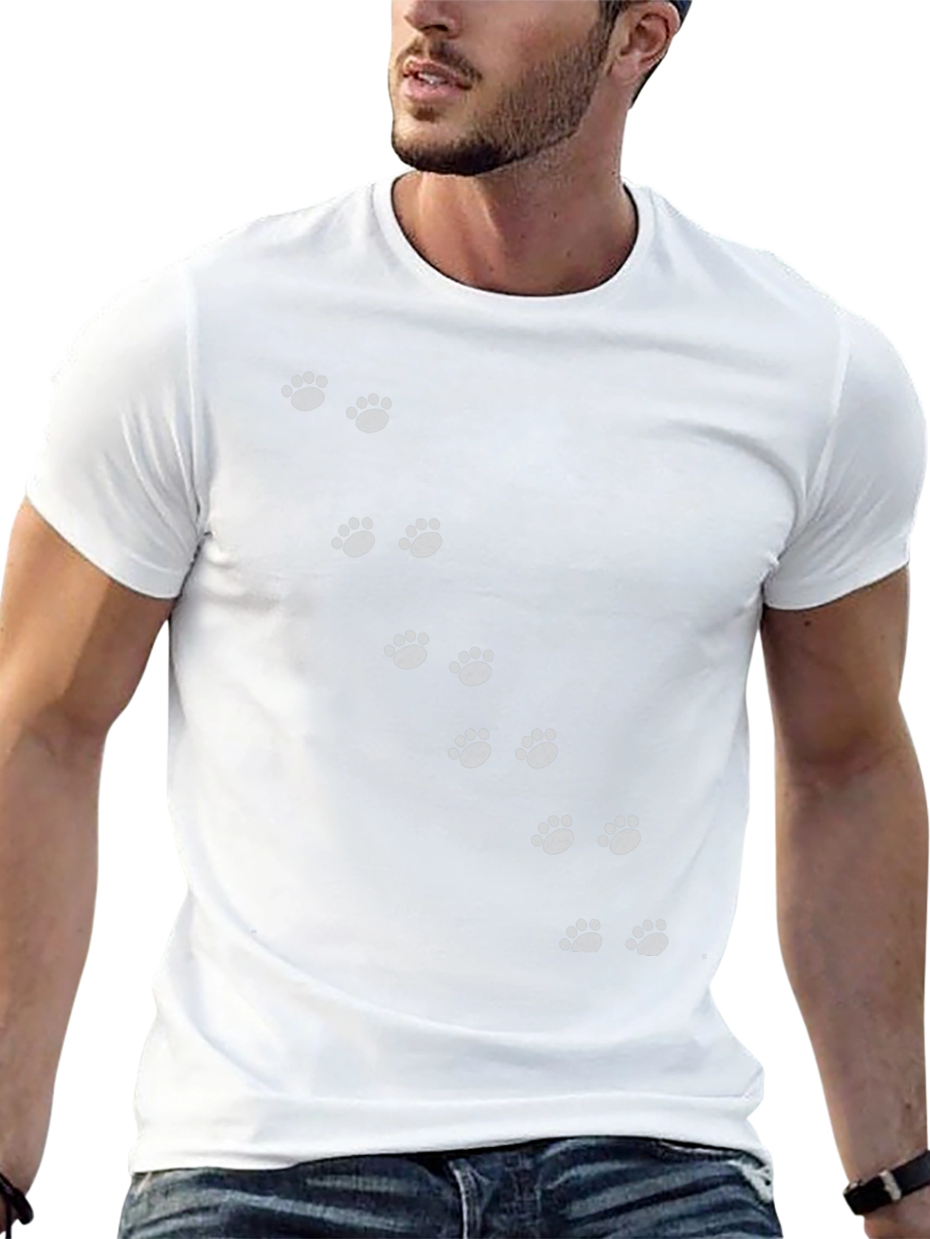 Black Paw Print Crew Neck T-Shirt
