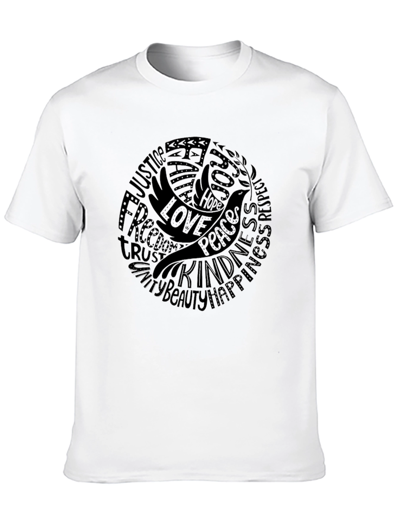 Peace Dove Word Art Graphic T-Shirt
