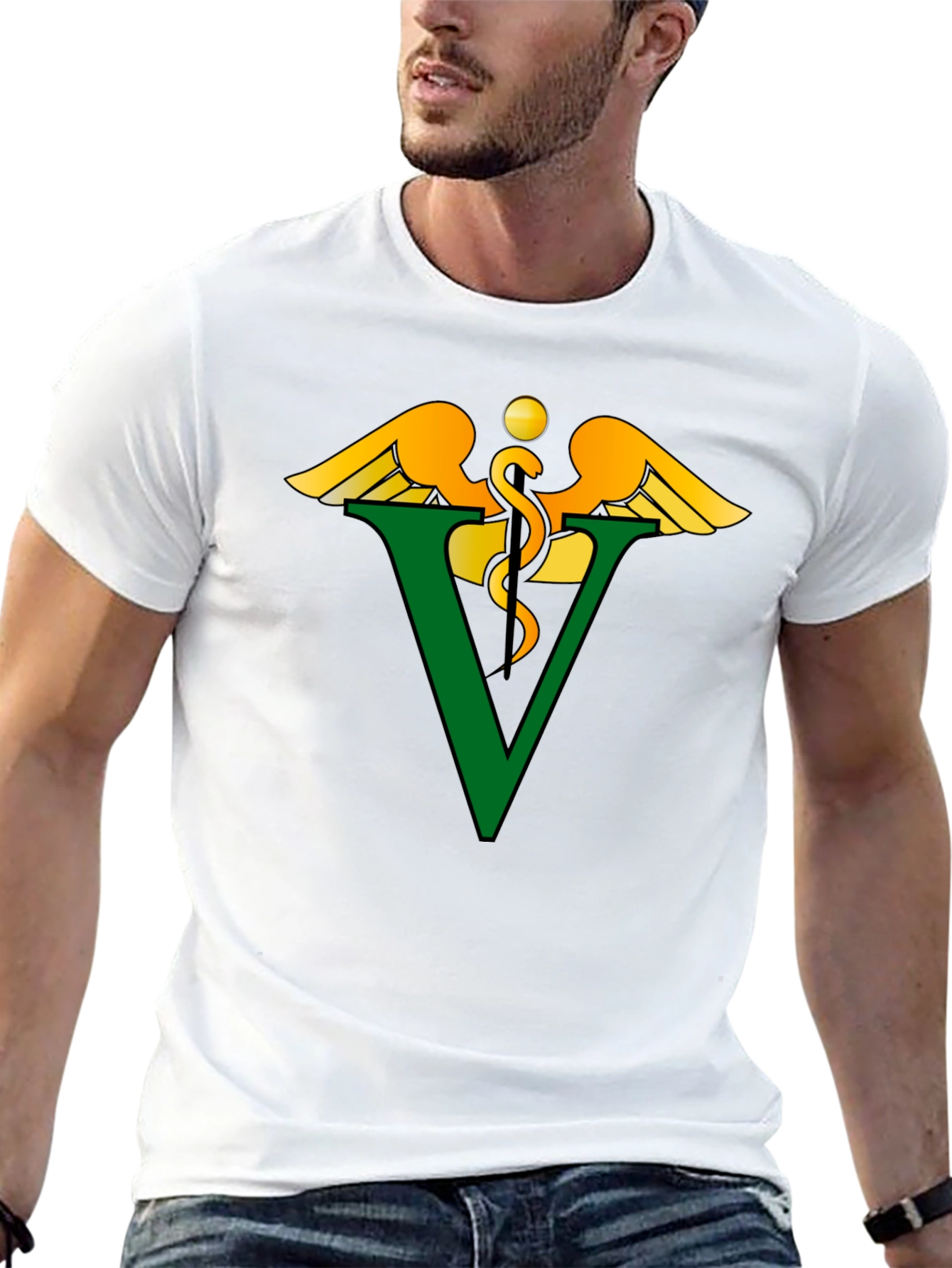 Veterinary Caduceus Symbol Black T-Shirt