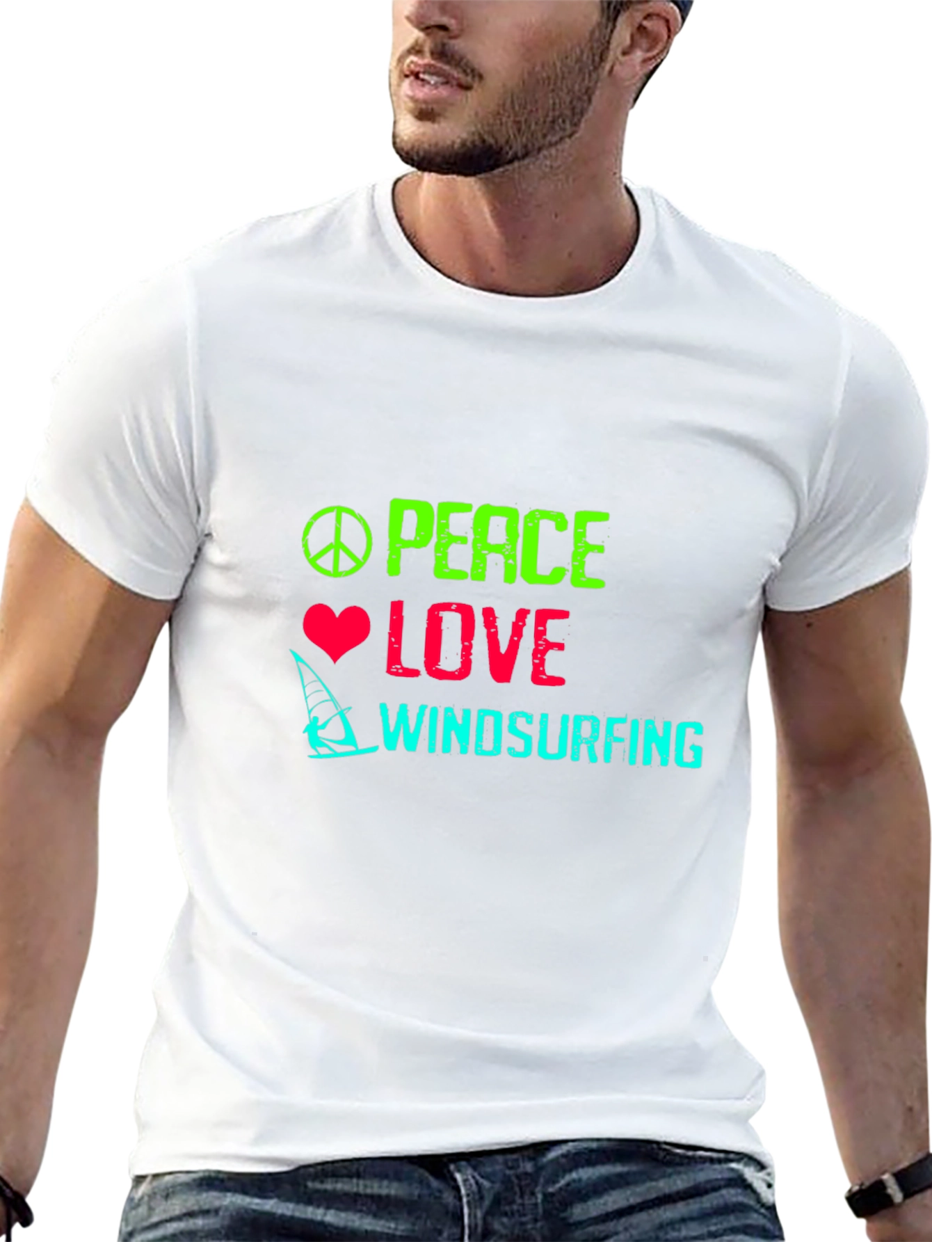Peace Love Windsurfing Graphic T-Shirt