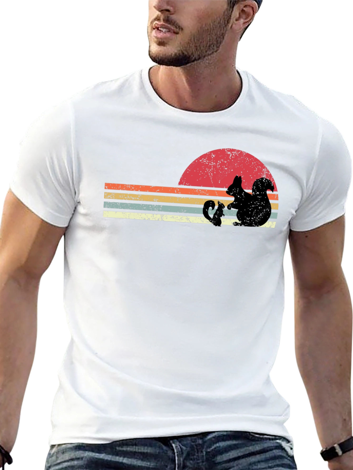 Retro Squirrel Sunset Graphic T-Shirt