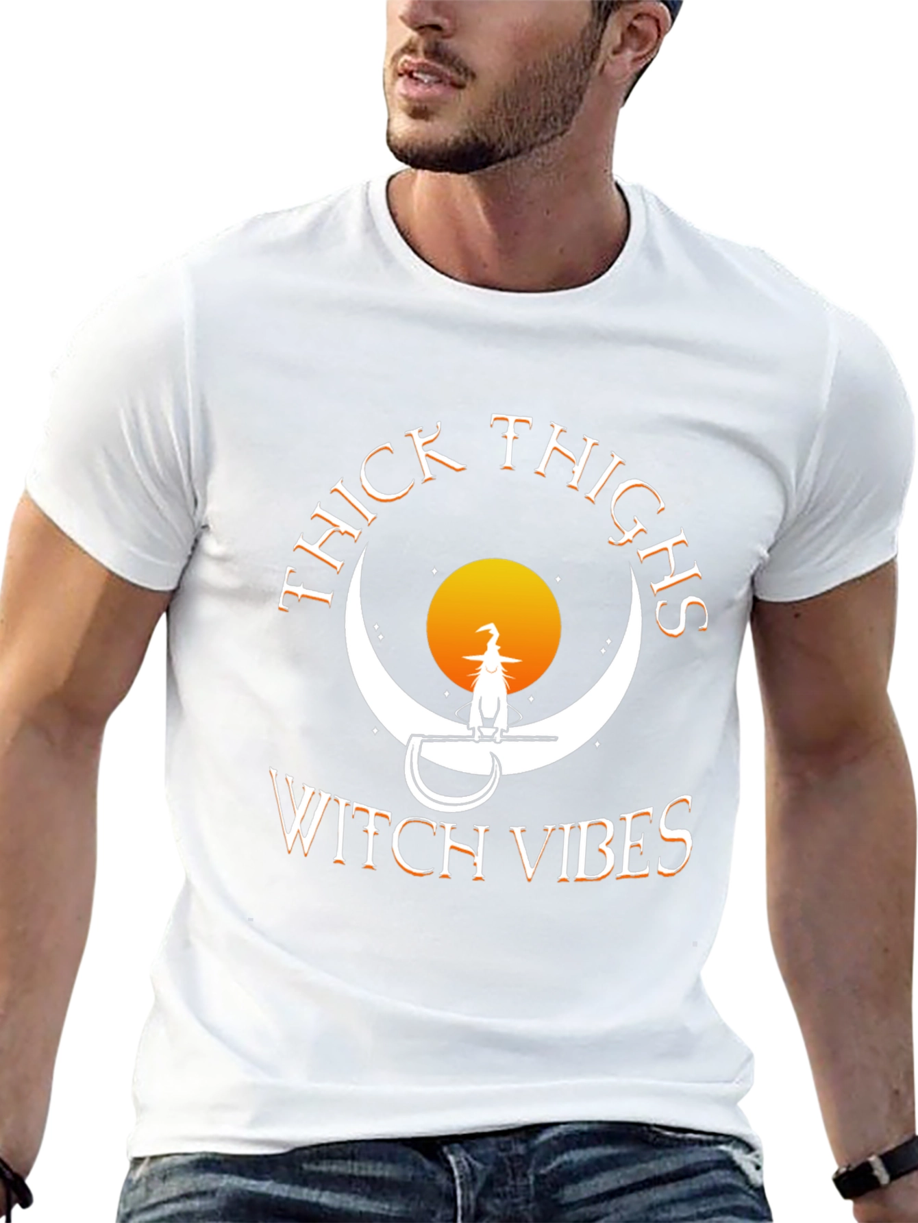 Thick Thighs Witch Vibes Halloween Tee