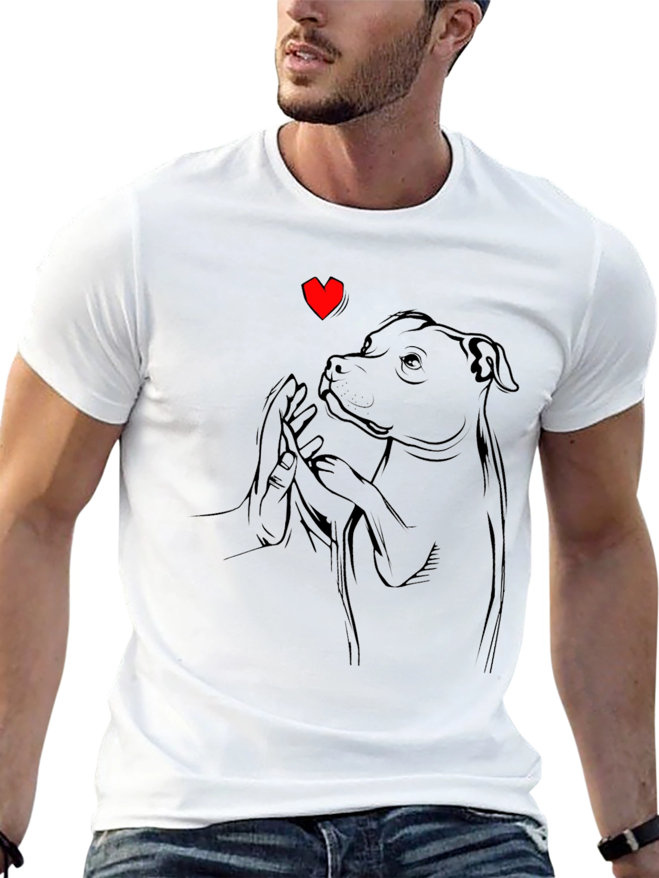 Dog & Heart Connection T-Shirt – Artistic Dog Lover Graphic Tee Gift