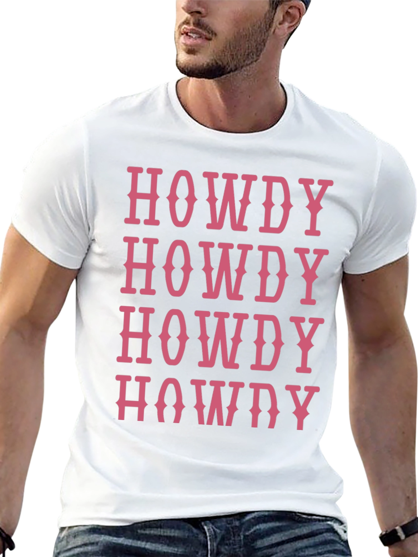 Howdy T-Shirt - Western Style Pink Lettering Casual Wear