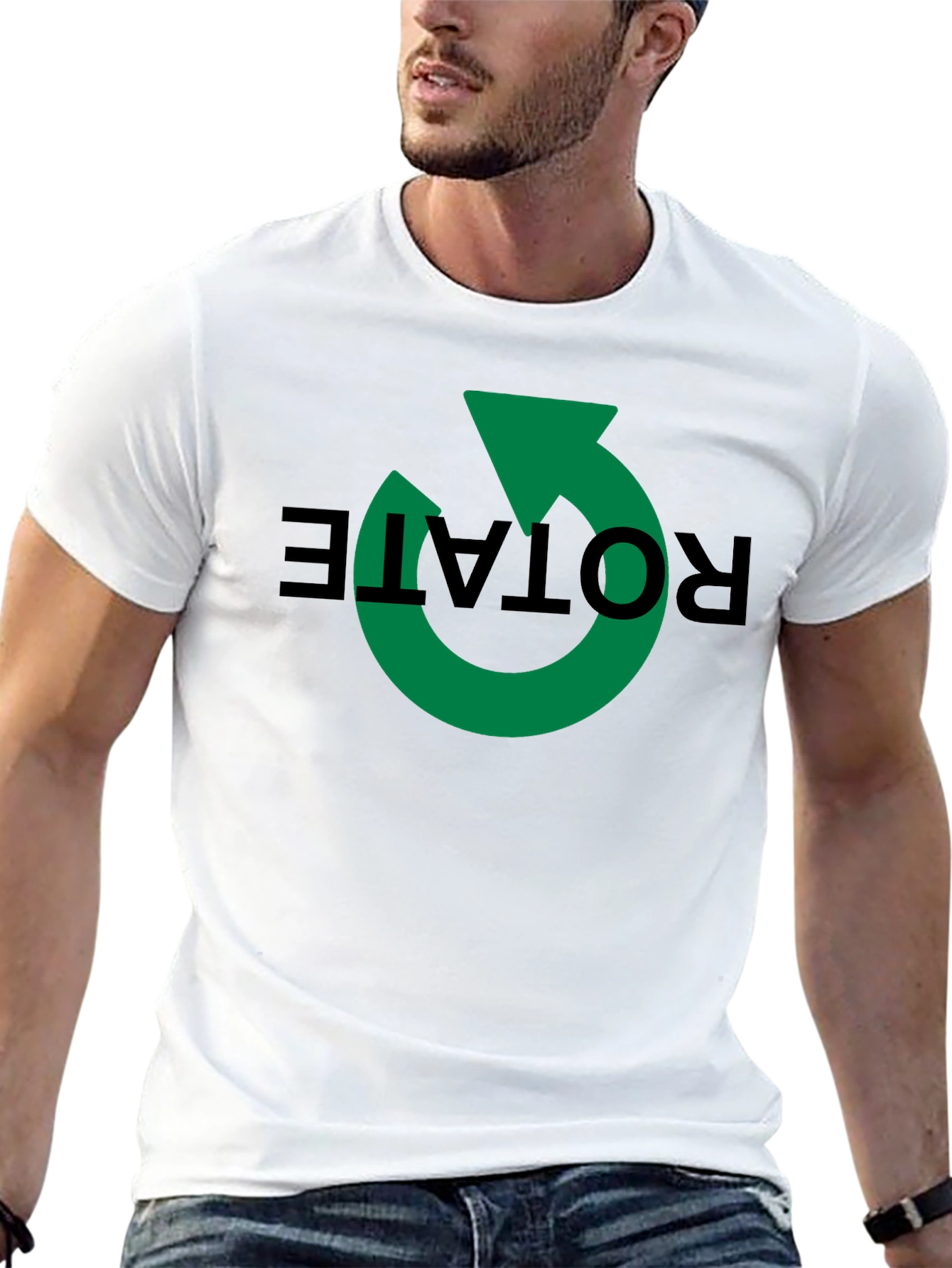 Rotate Graphic Tee - Modern Black Cotton Shirt