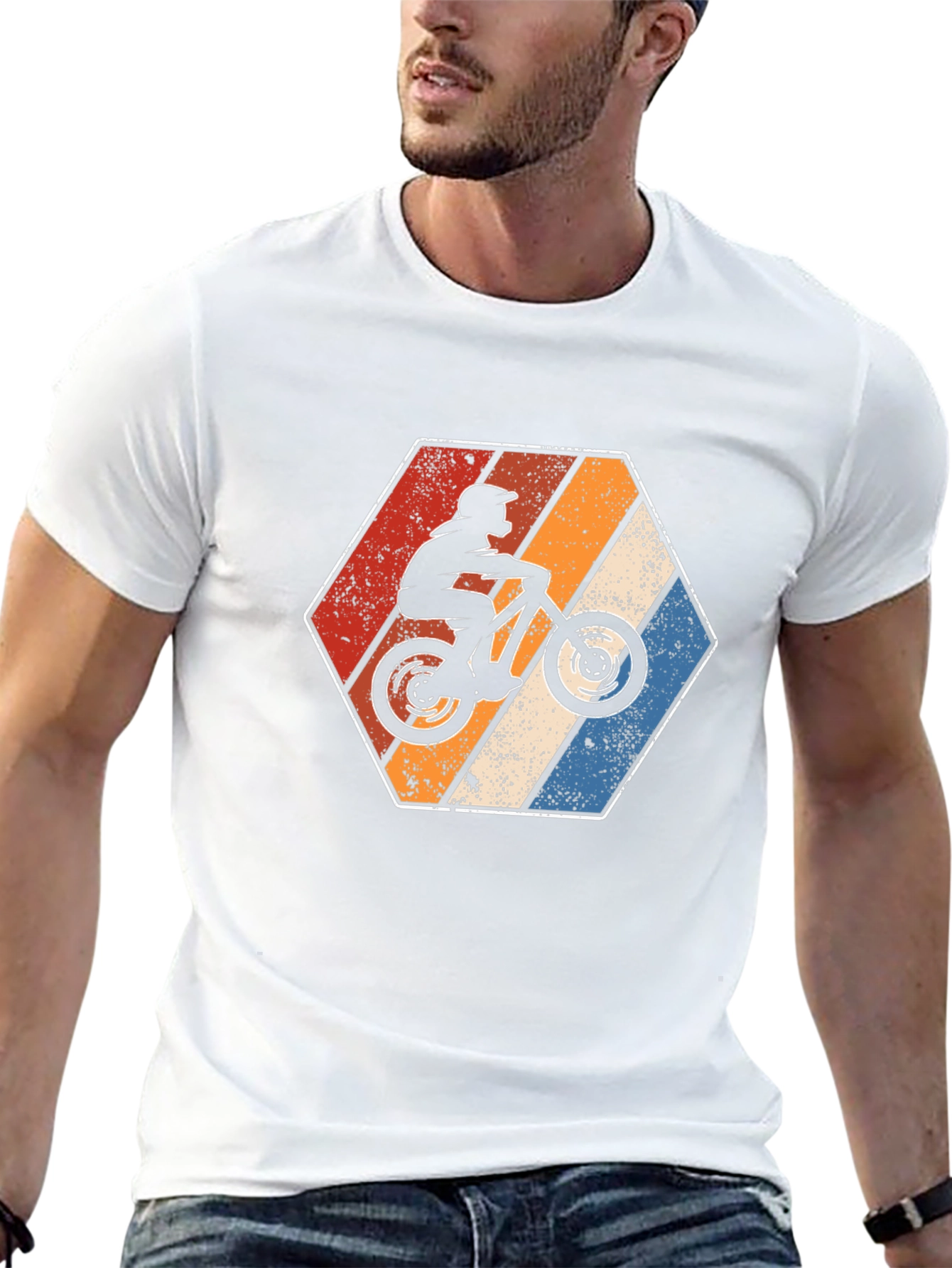Mountain Bike Retro Hexagon Graphic Tee