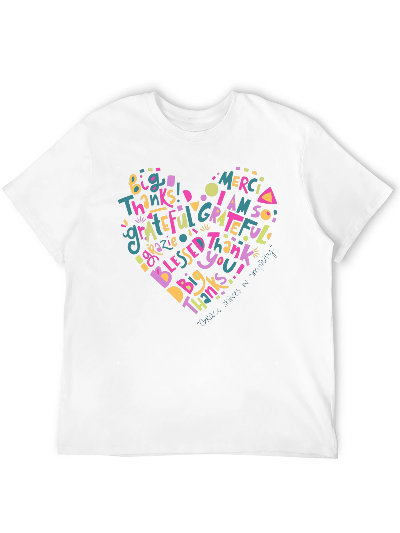 Grateful Heart Graphic Print Black T-Shirt
