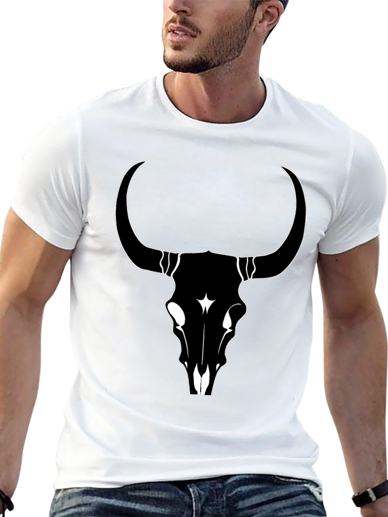 Black Bull Skull Graphic Tee