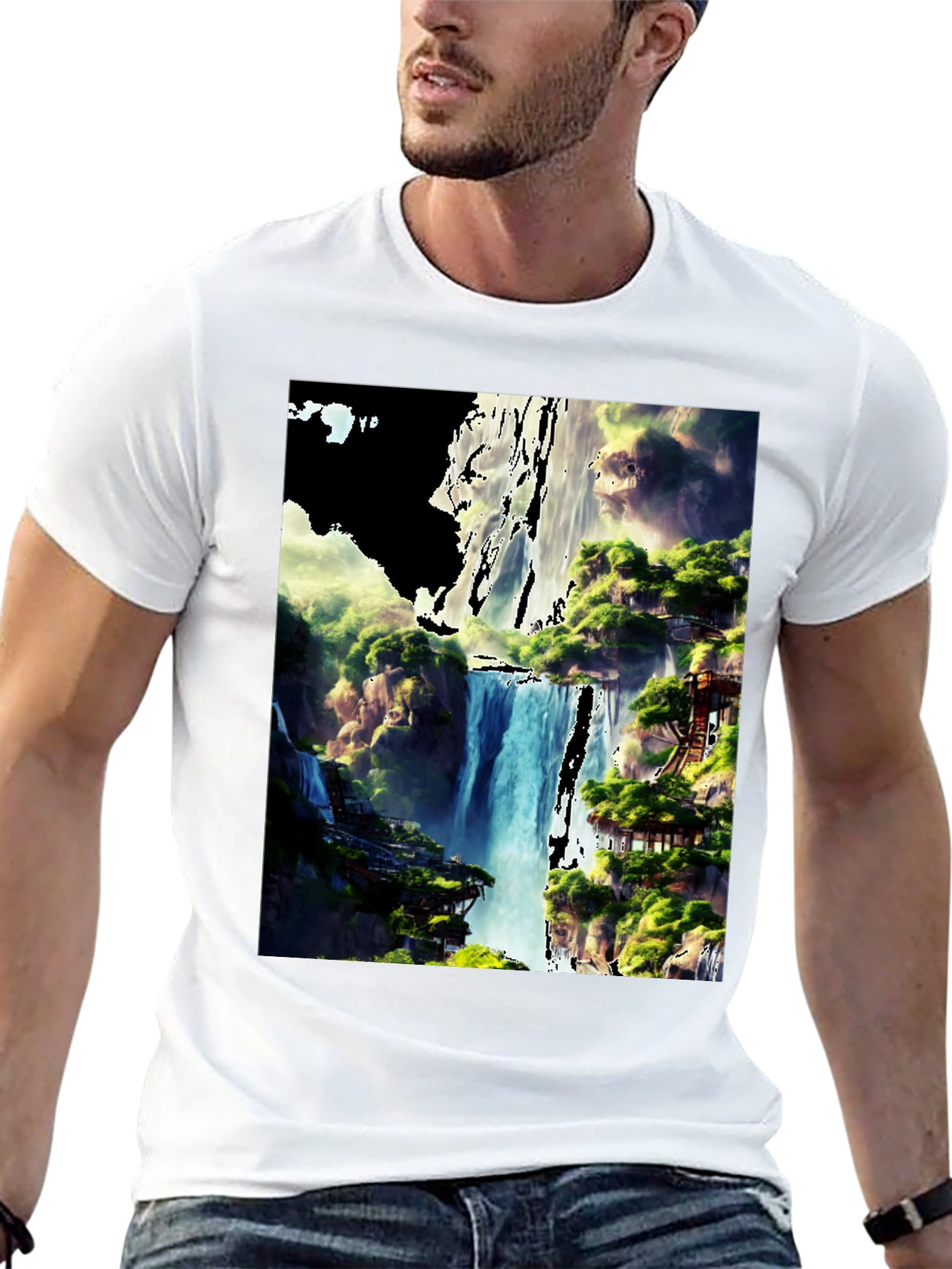 Waterfall Vista Graphic Tee - Nature Lovers T-Shirt
