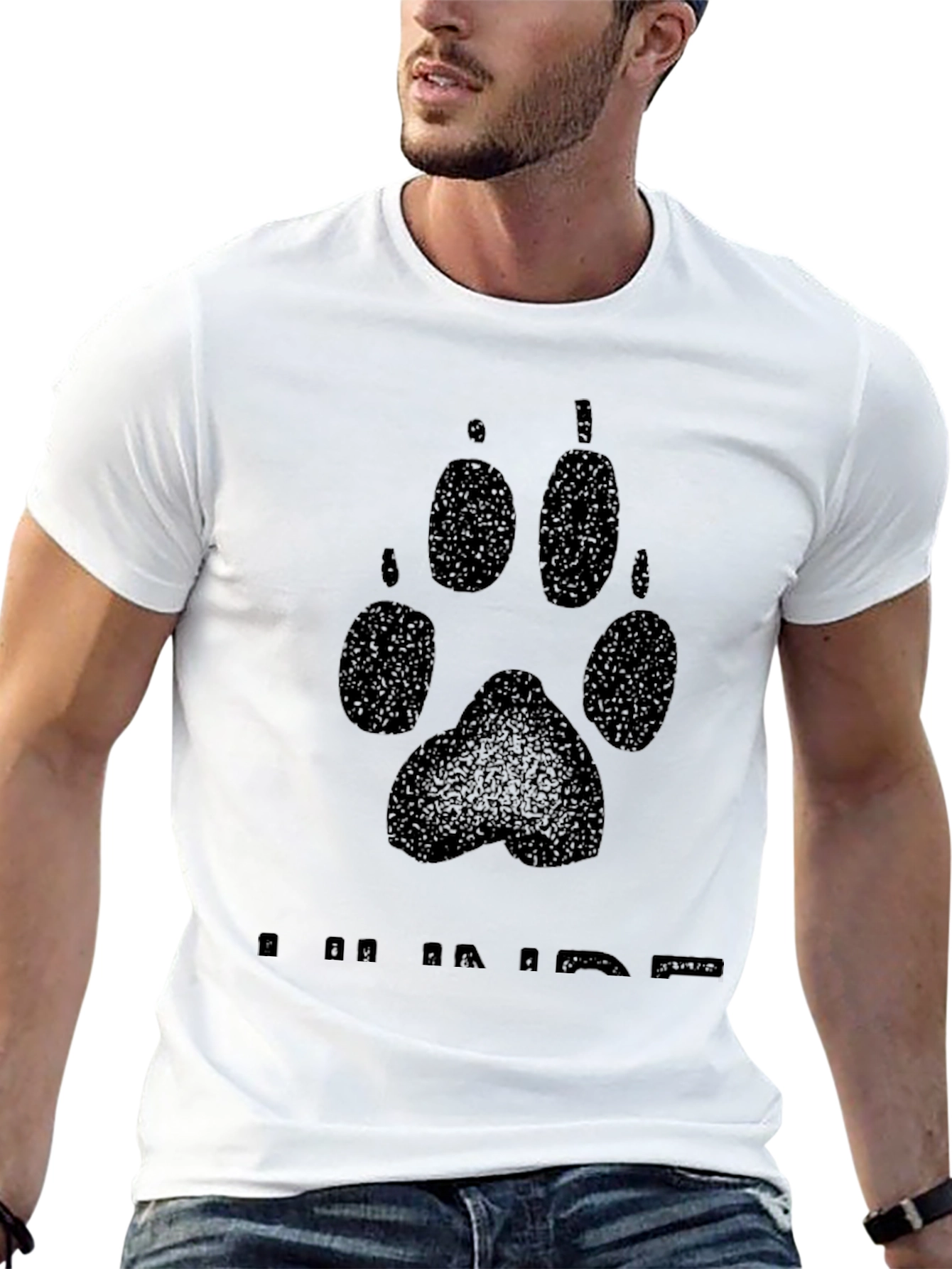 Black I Am Aware Paw Print Graphic Tee