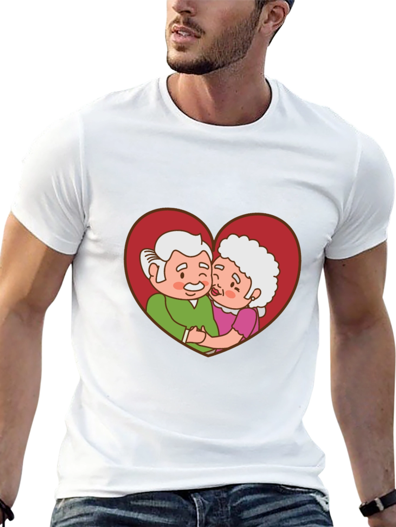 Cute Cartoon Grandparents Heart T-Shirt