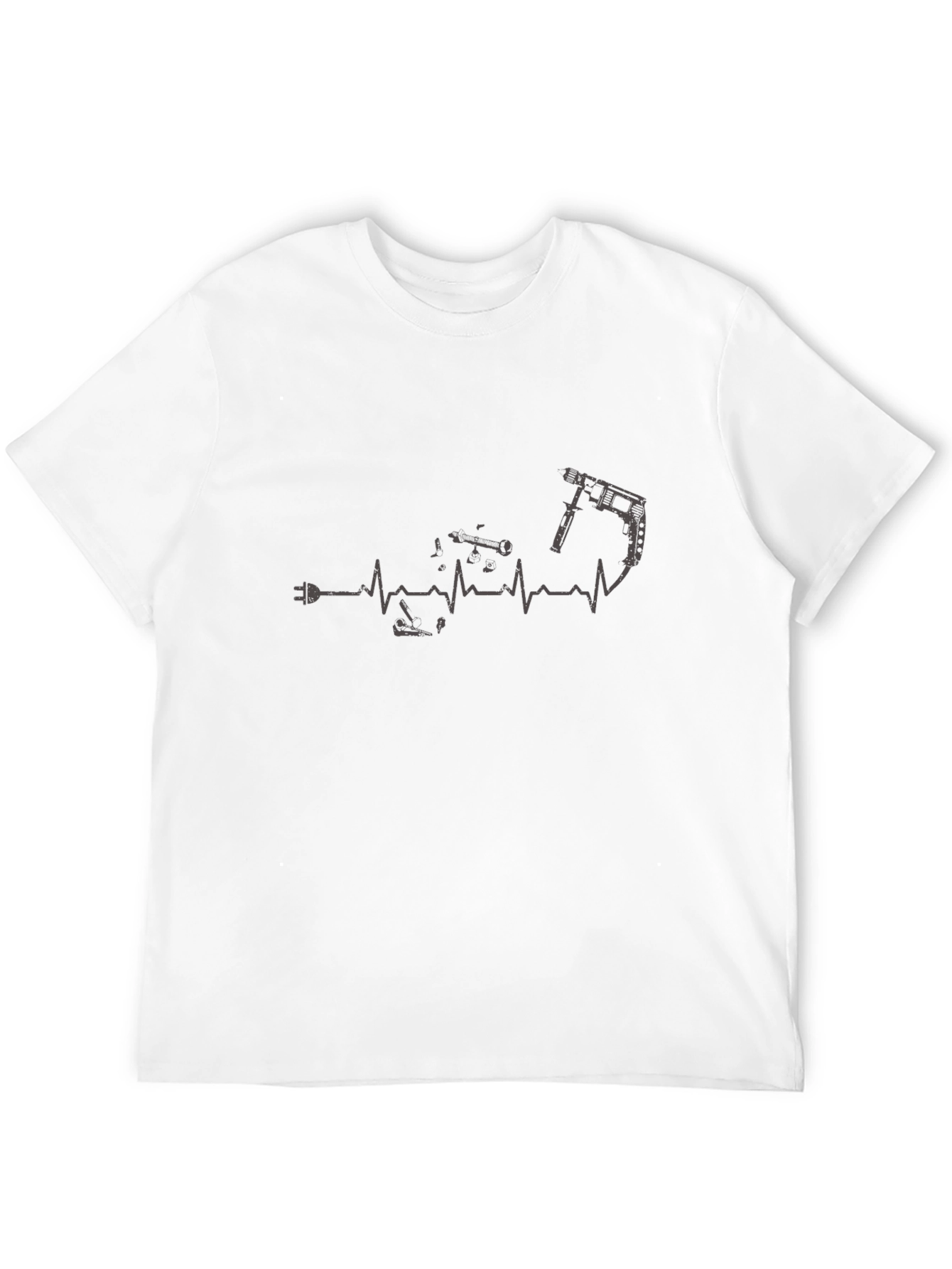 Electrician Heartbeat Graphic T-Shirt - Black
