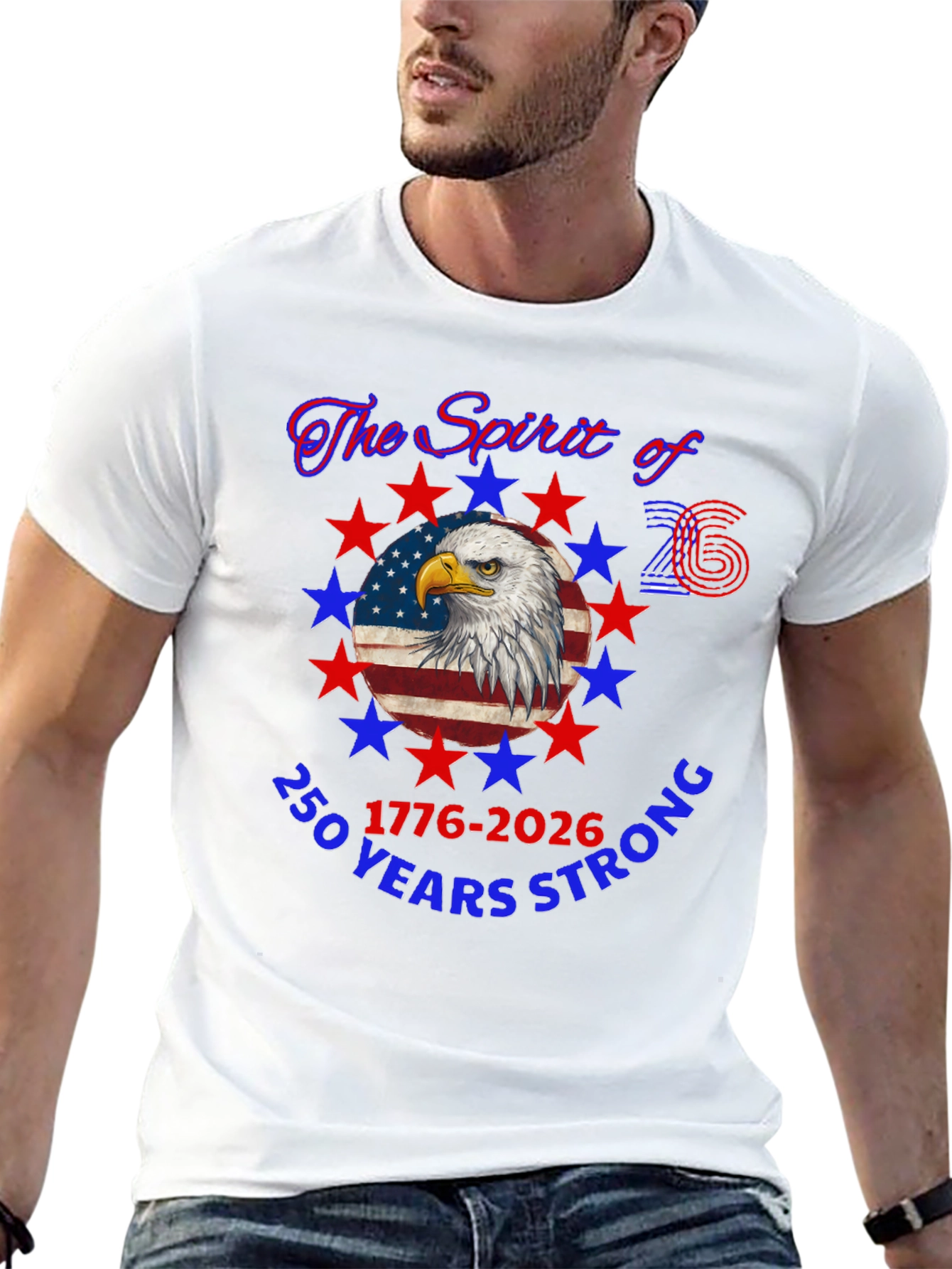 Patriotic 250 Years Strong Eagle Graphic T-Shirt