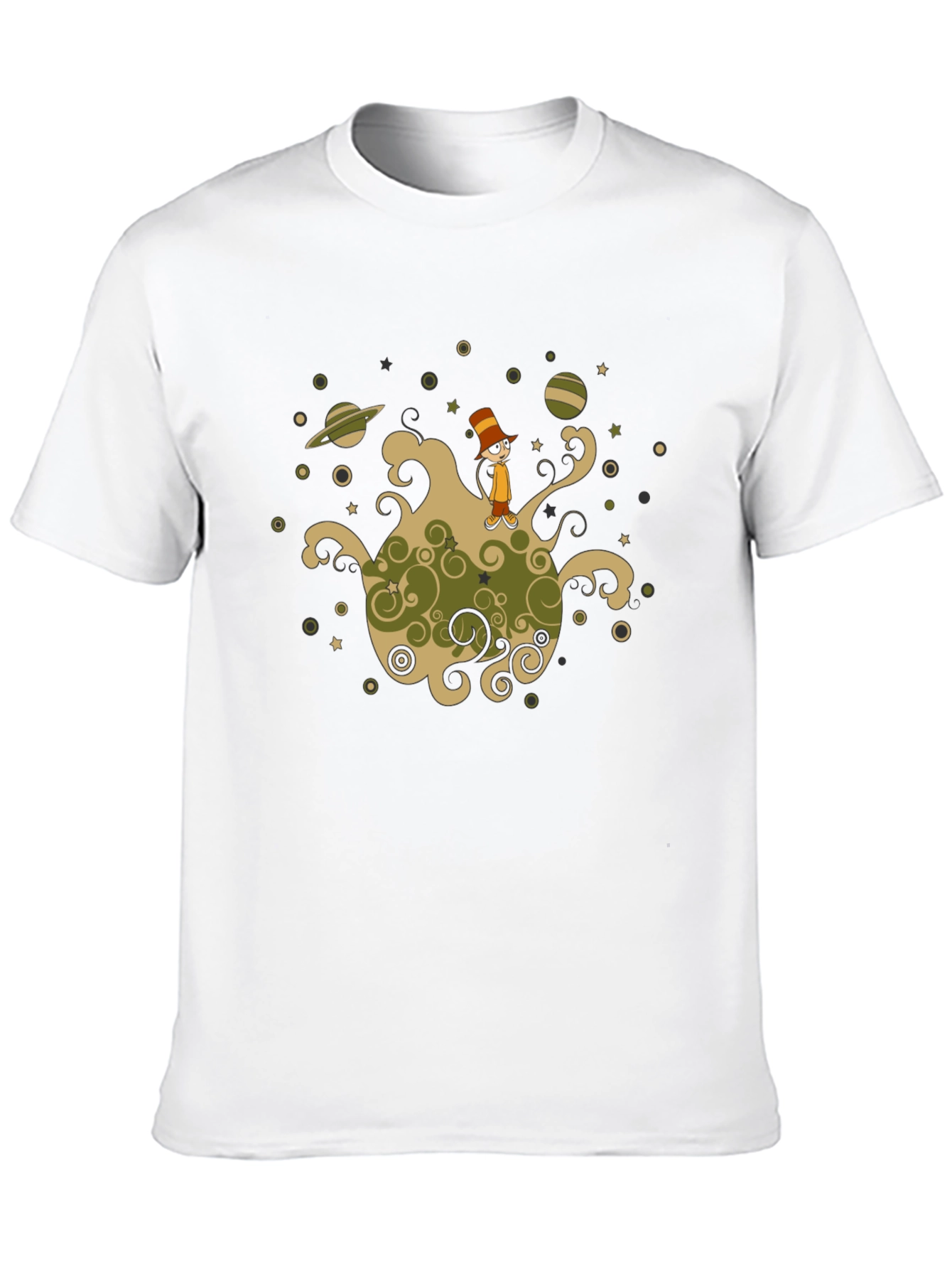 Cosmic Cartoon Graphic T-Shirt - Black