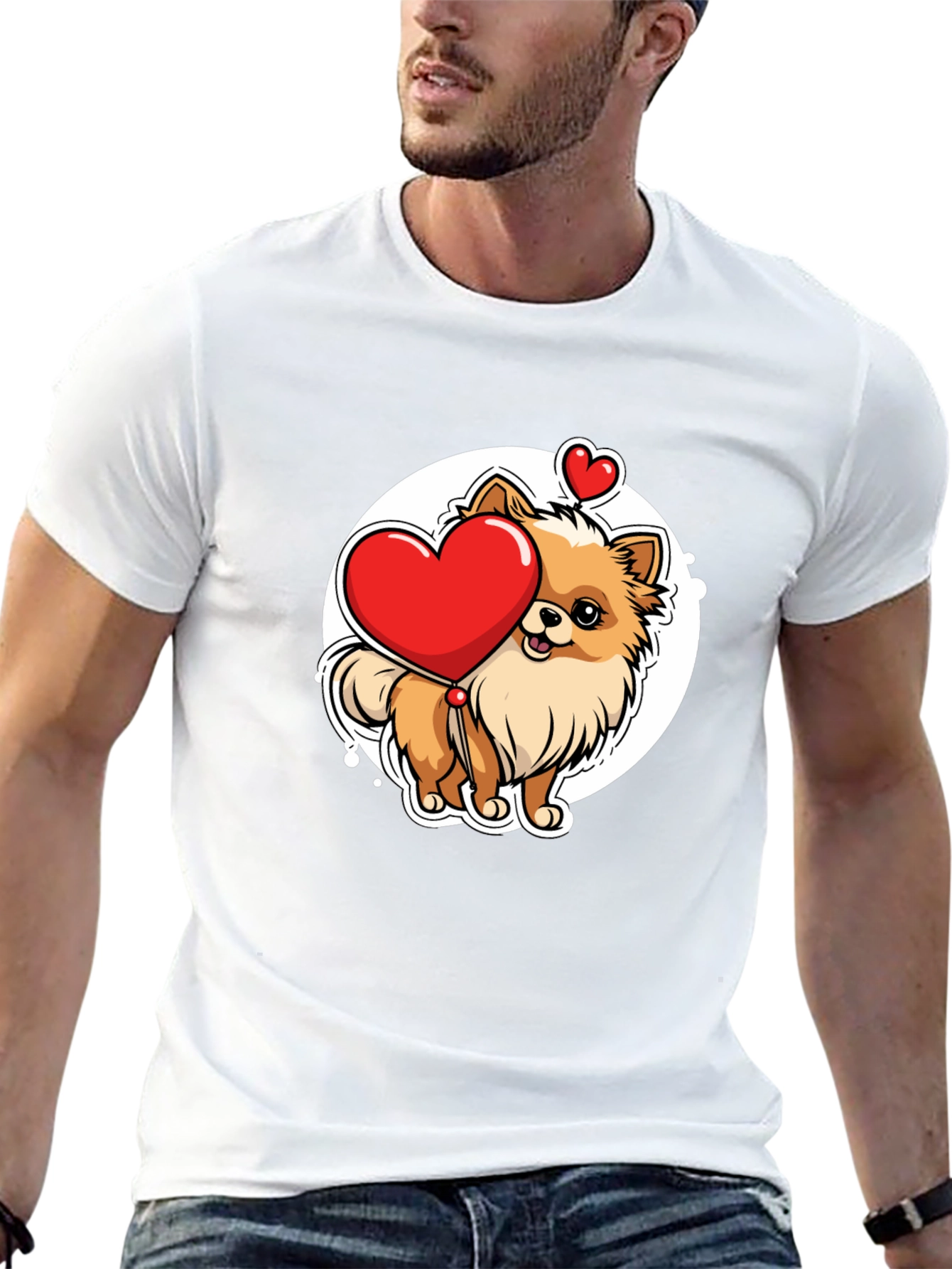 Pomeranian Heart Balloon T-Shirt – Cute Dog Lover Graphic Tee Gift