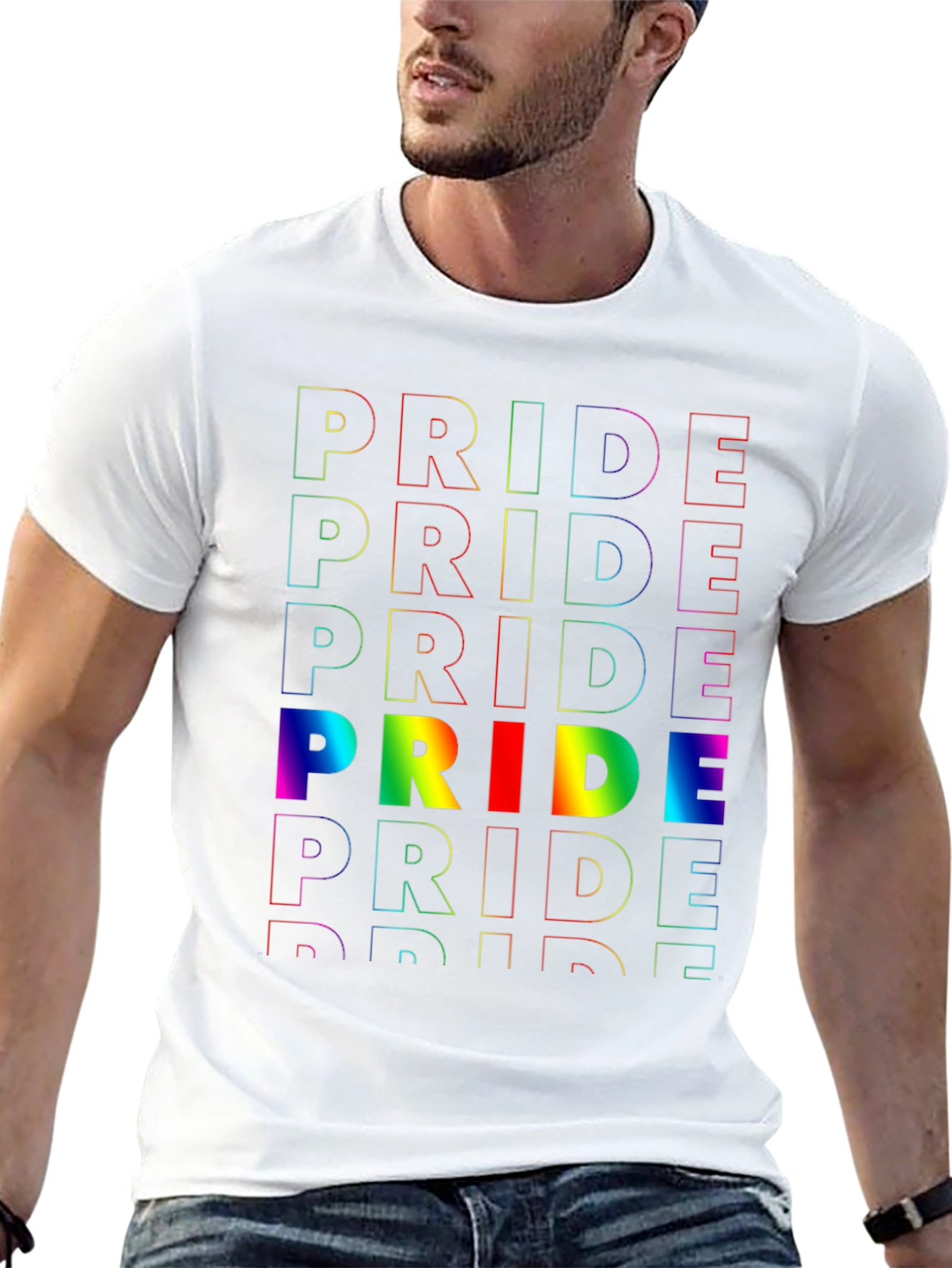 Pride Rainbow Graphic Tee - Black Cotton Unisex Shirt