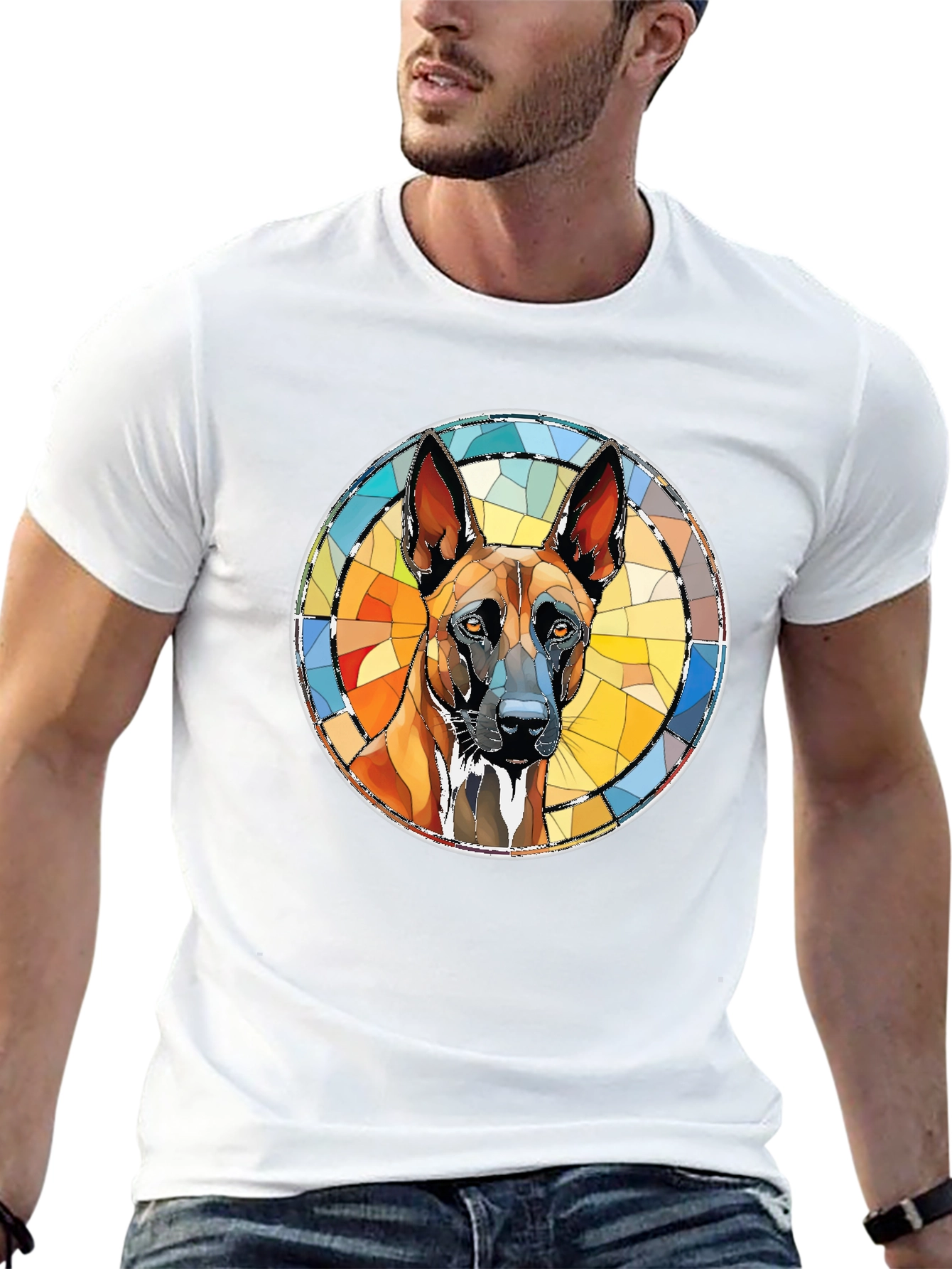 Belgian Malinois Geometric T-Shirt – Stylish Dog Lover Graphic Tee Gift