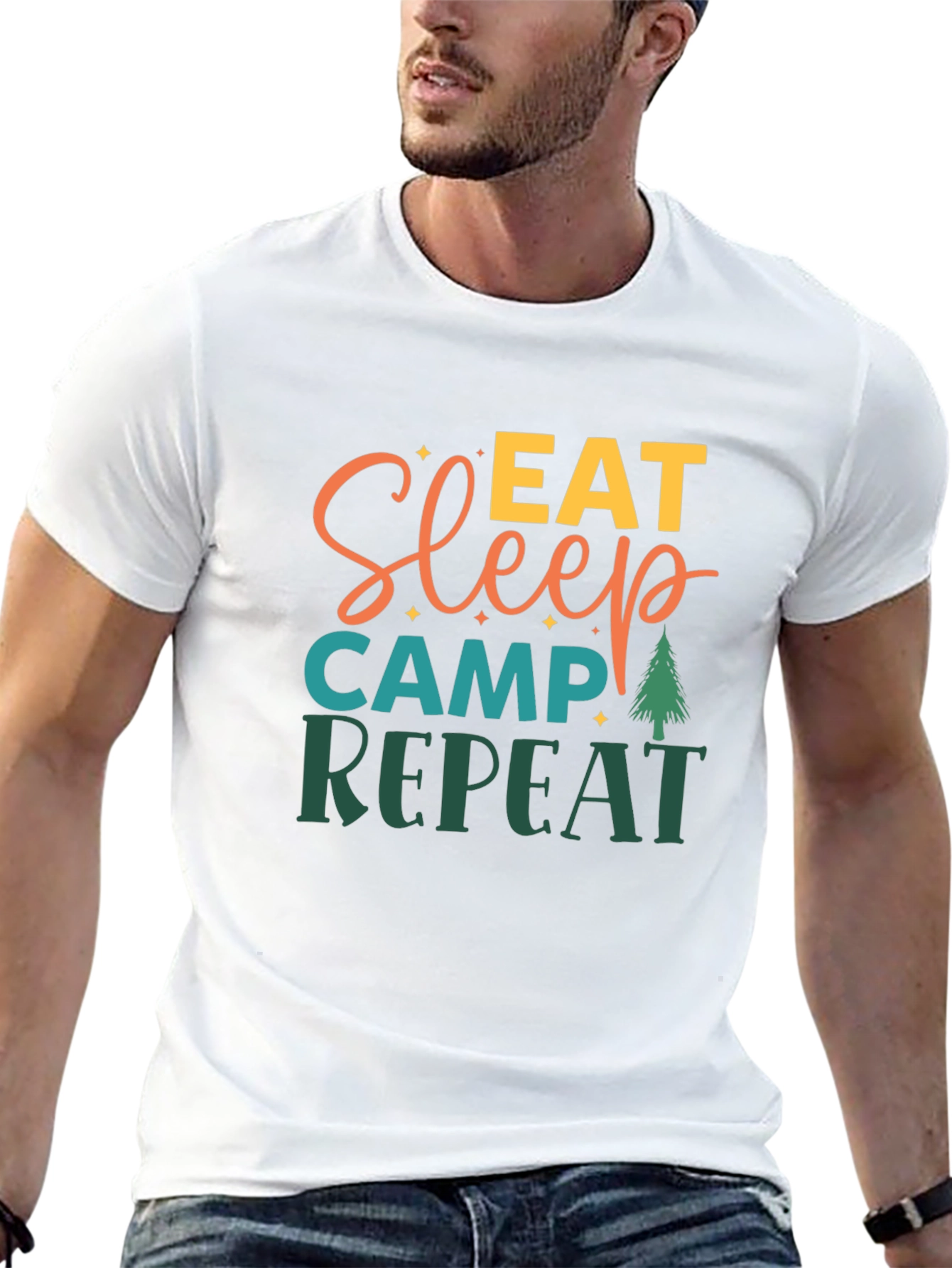 Eat Sleep Camp Repeat Black Tee