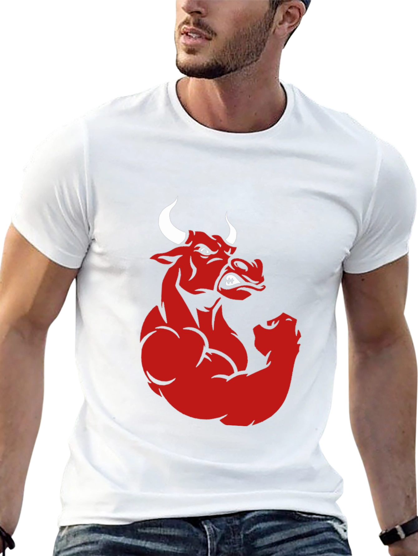Red Bull Muscle Graphic Print Black T-Shirt