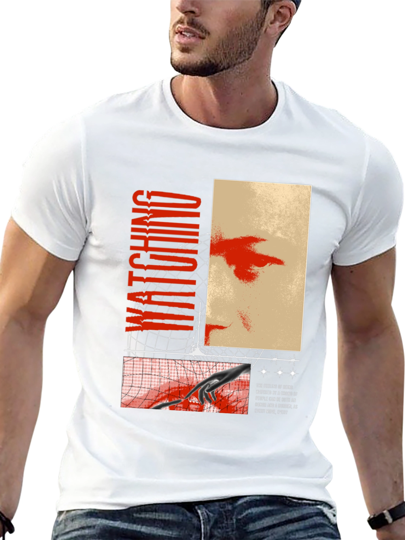 Watching Graphic Print Black T-Shirt