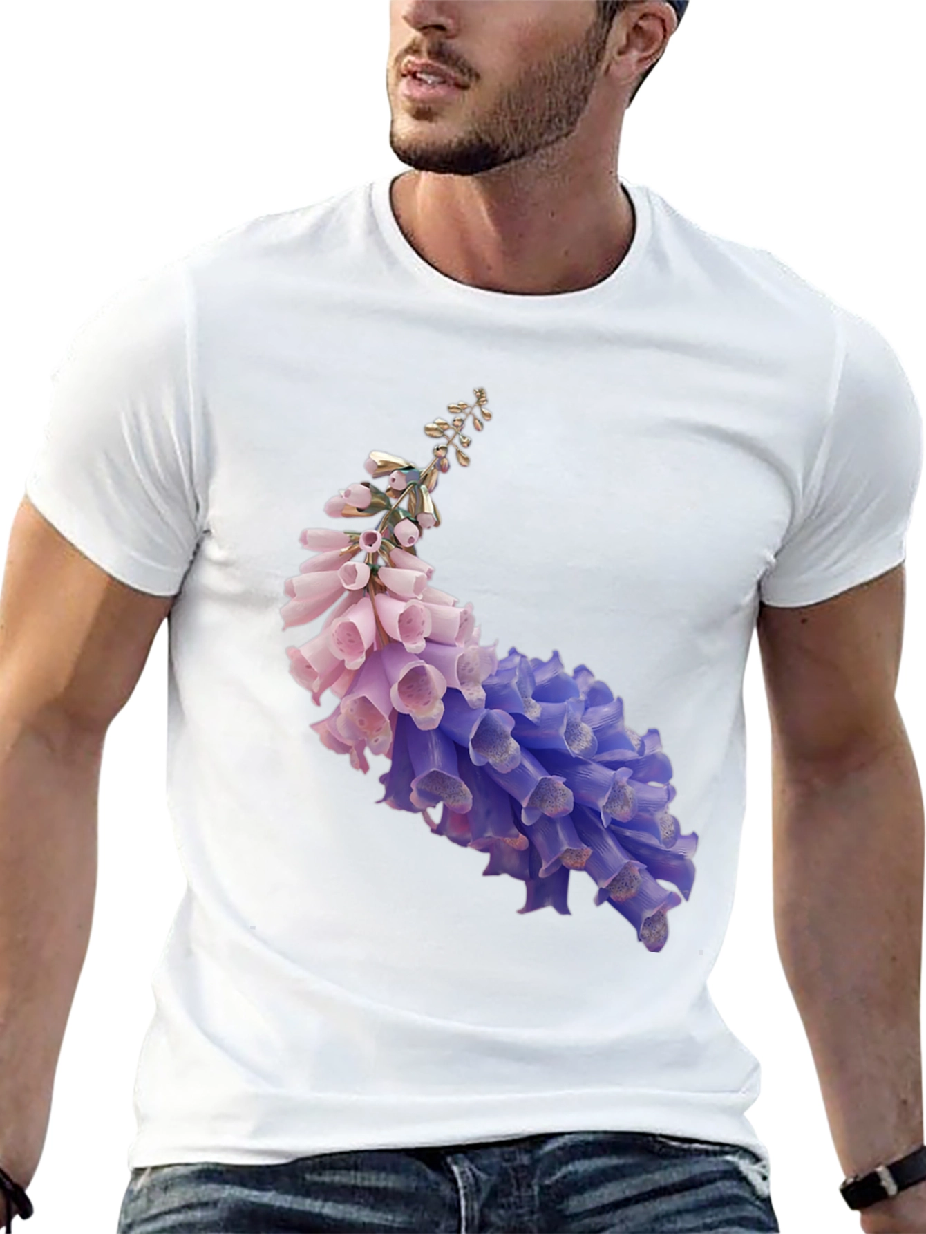 Floral Print T-Shirt - Stylish Black Tee