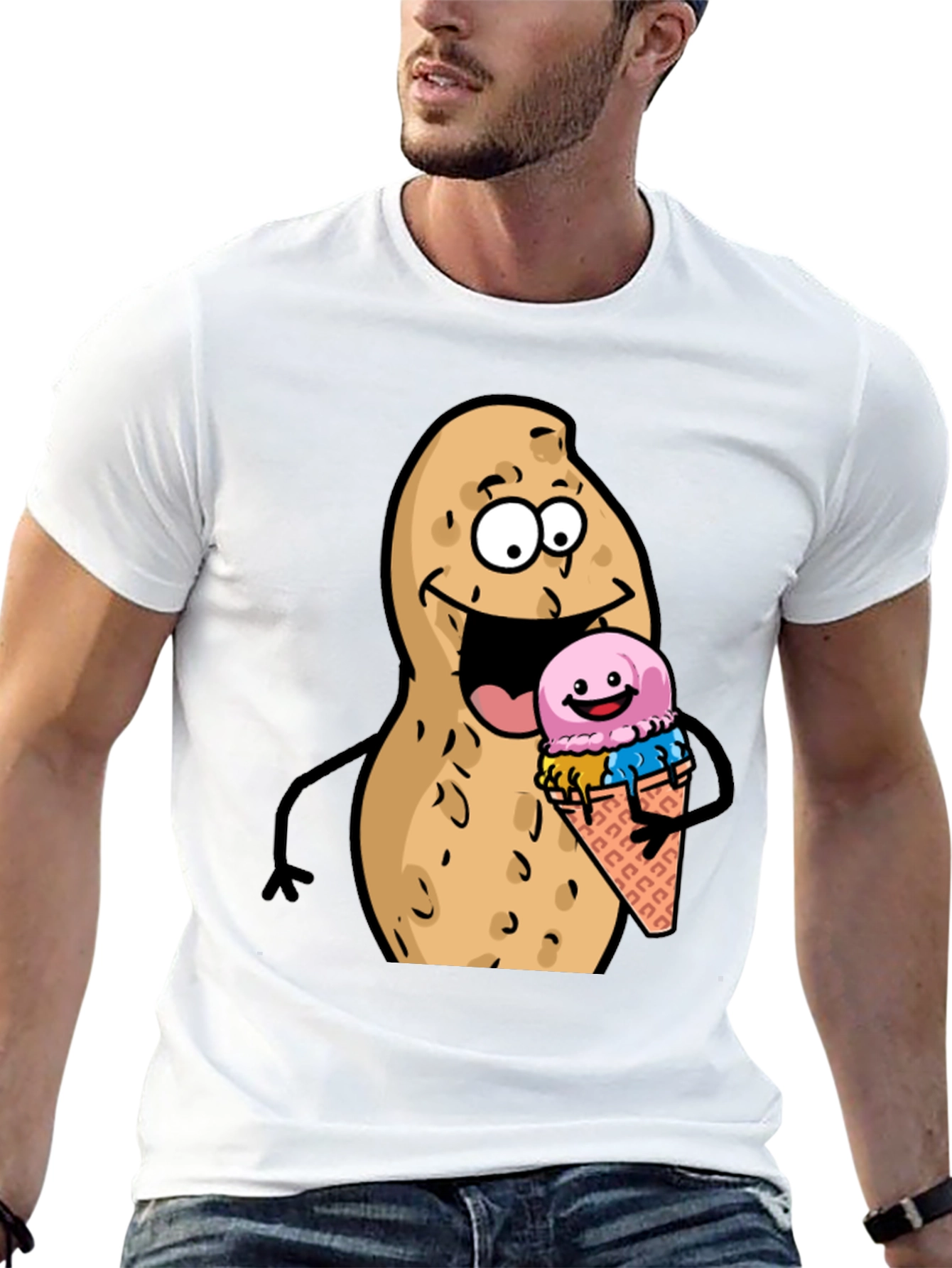 Funny Peanut Ice Cream Black T-Shirt