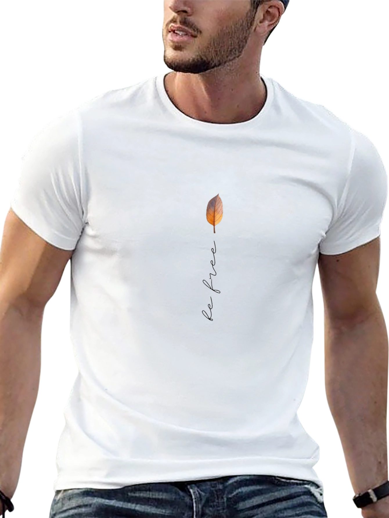 Be Free Leaf Graphic Black T-Shirt
