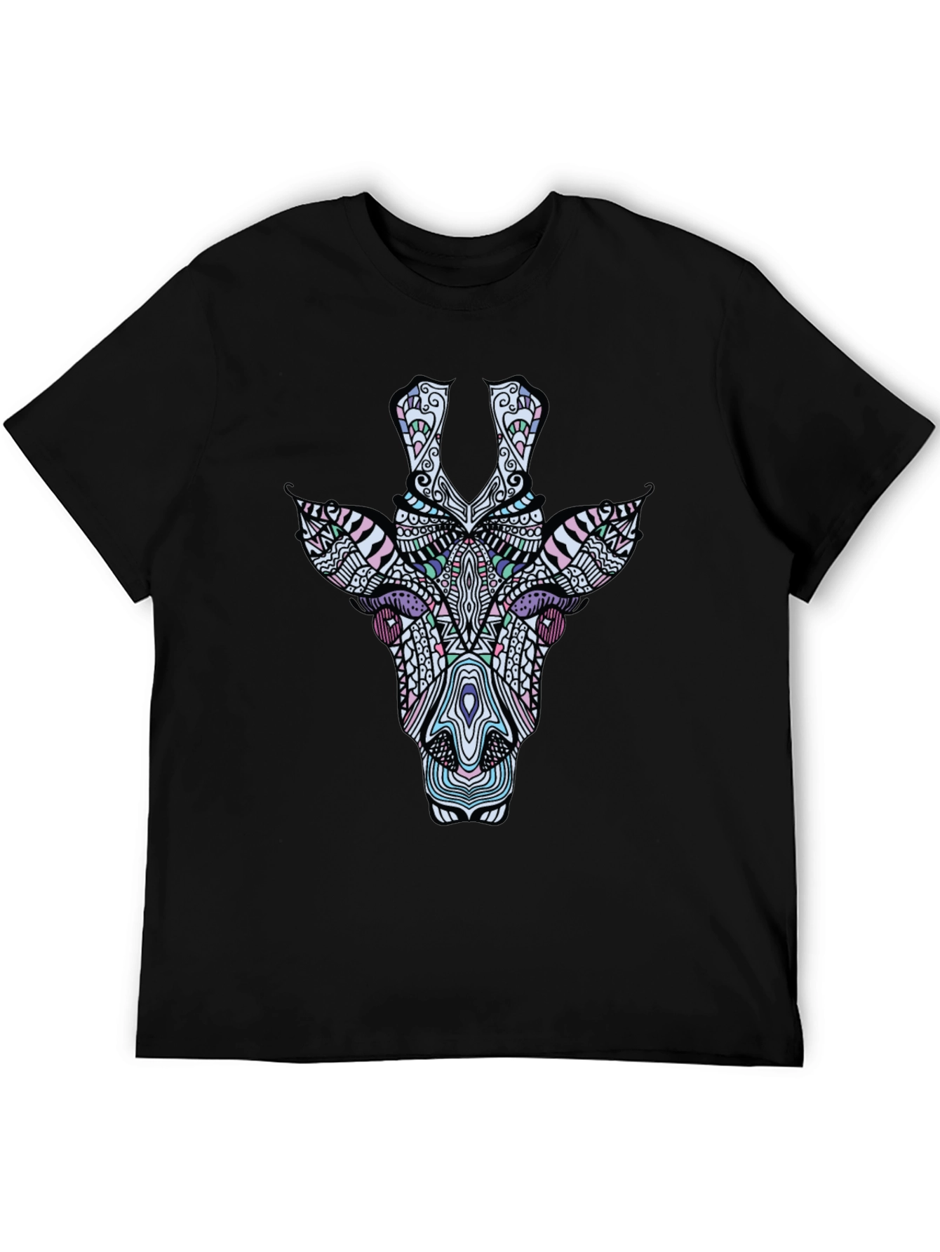 Unique Giraffe Art Black T-Shirt