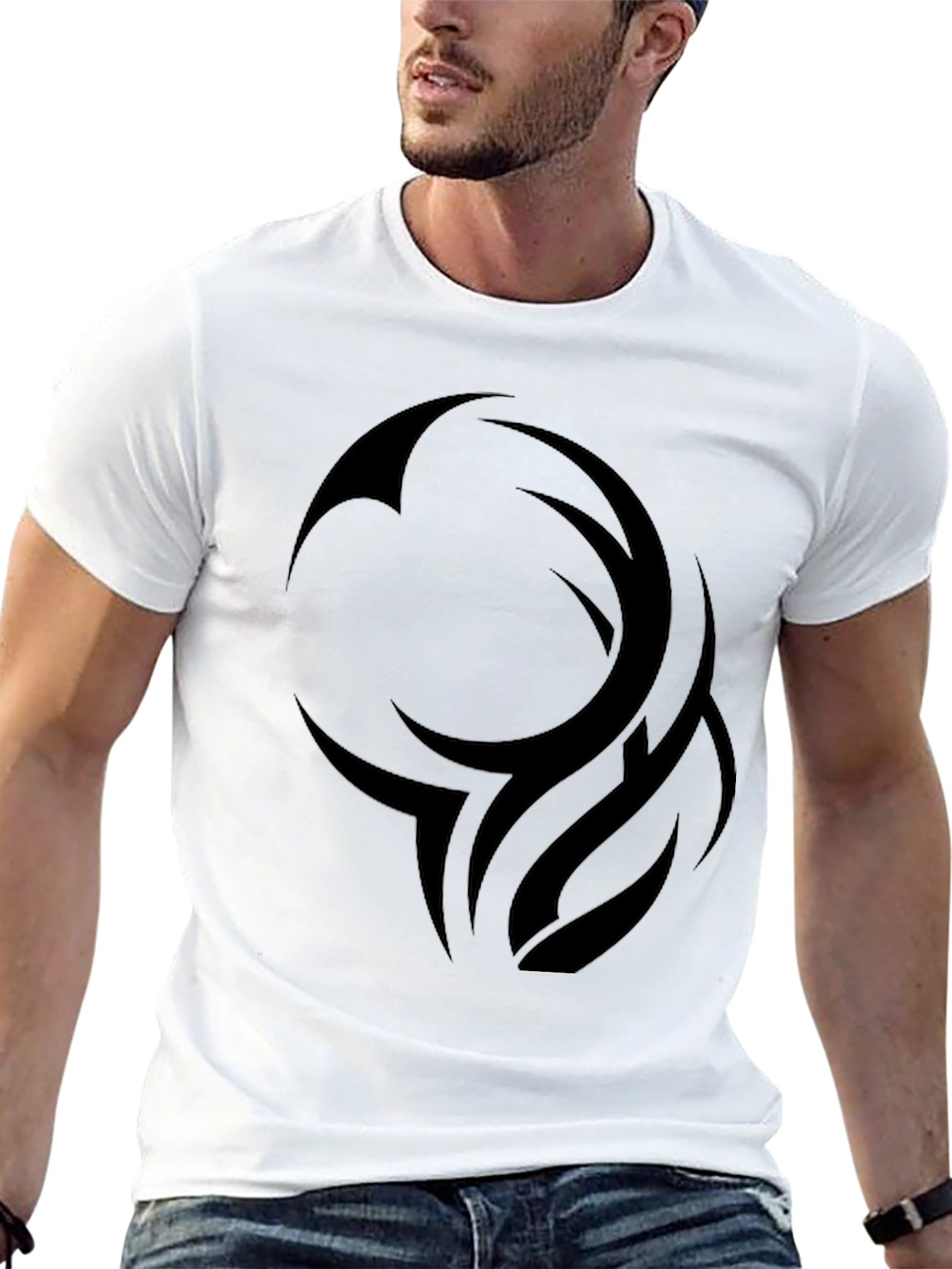 Mens Black Tribal Design Graphic T-Shirt