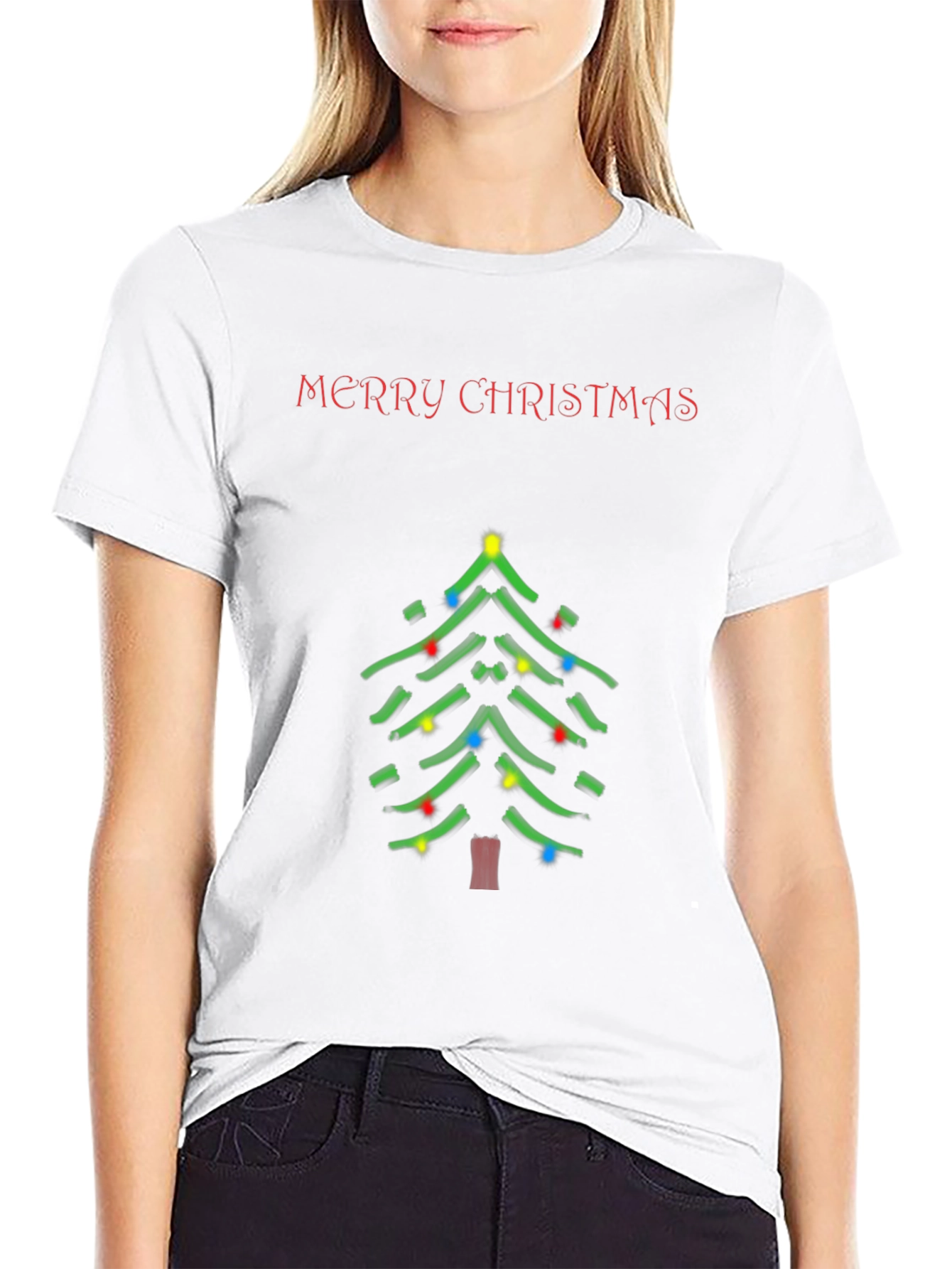 Merry Christmas Tree Graphic T-Shirt