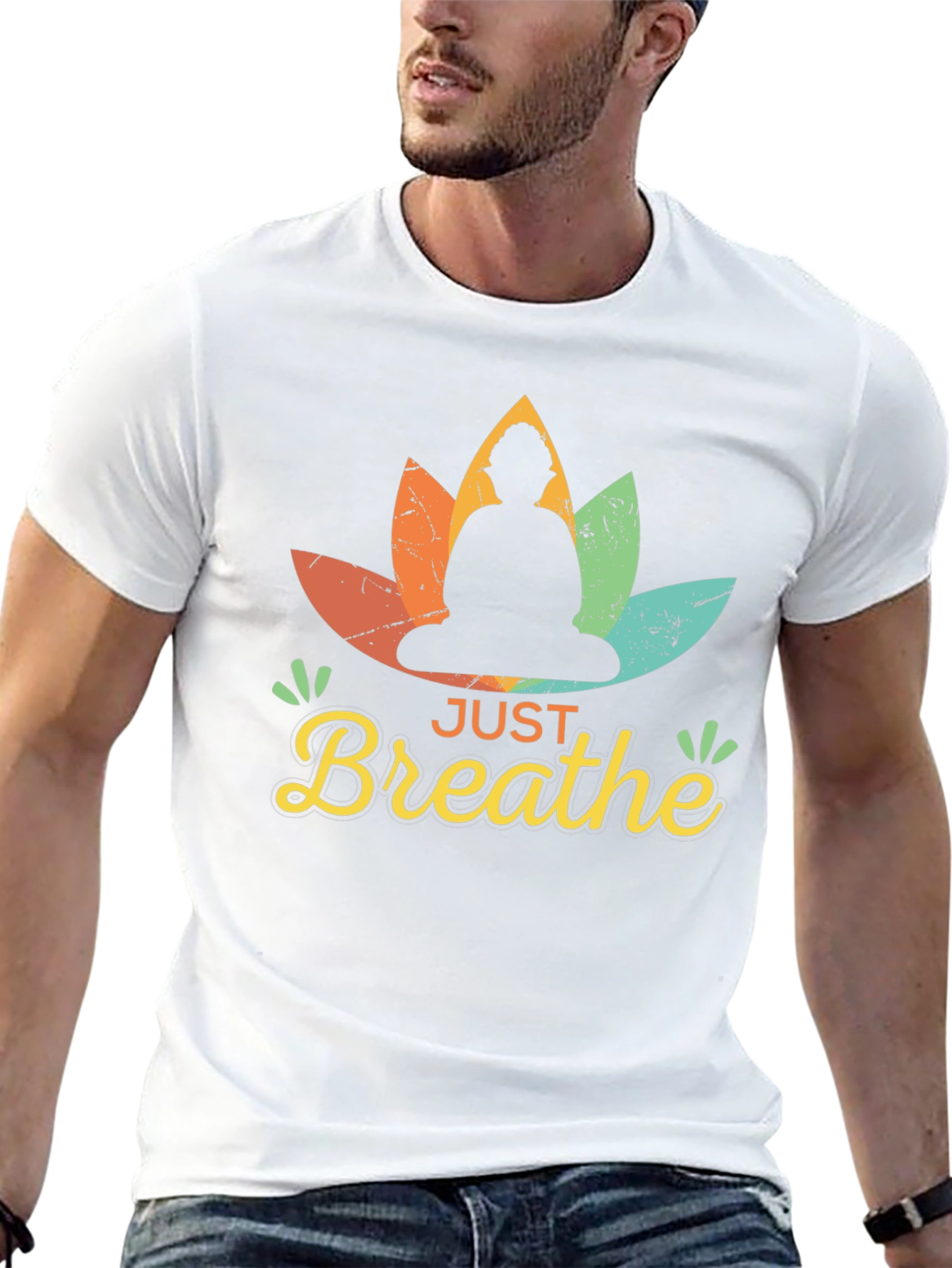 Just Breathe Buddha Graphic Tee