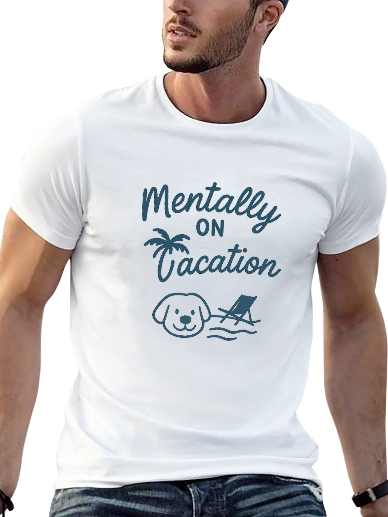 Mentally on Vacation Dog T-Shirt – Funny Relaxed Graphic Tee Gift