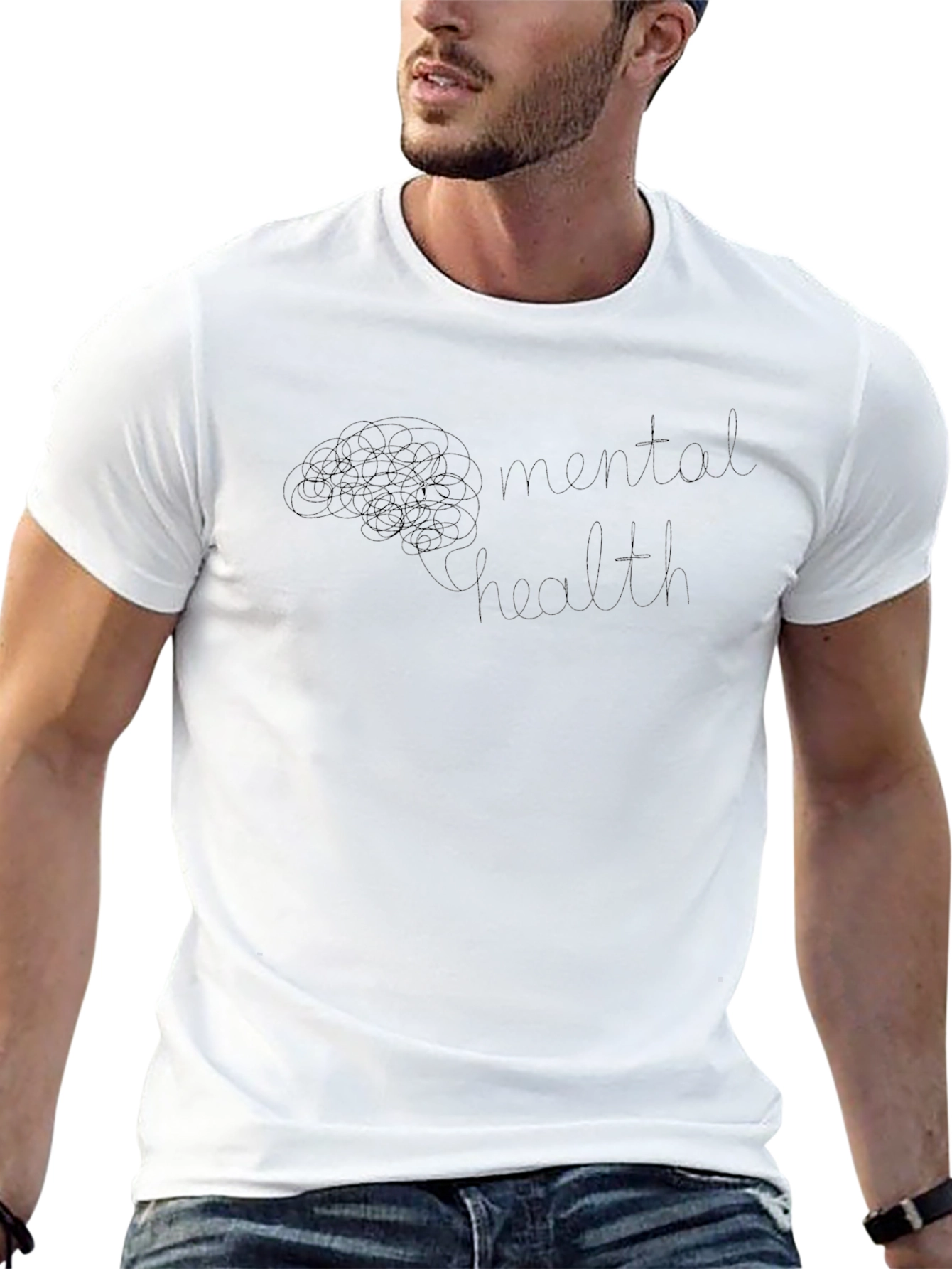 Mental Health Brain Graphic Tee - Black