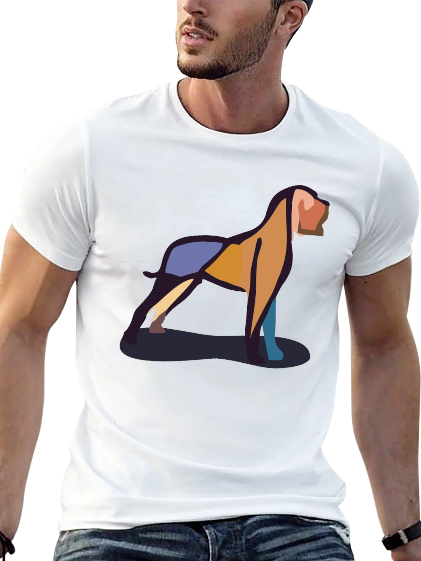 Abstract Geometric Dog T-Shirt – Modern Dog Lover Graphic Tee Gift