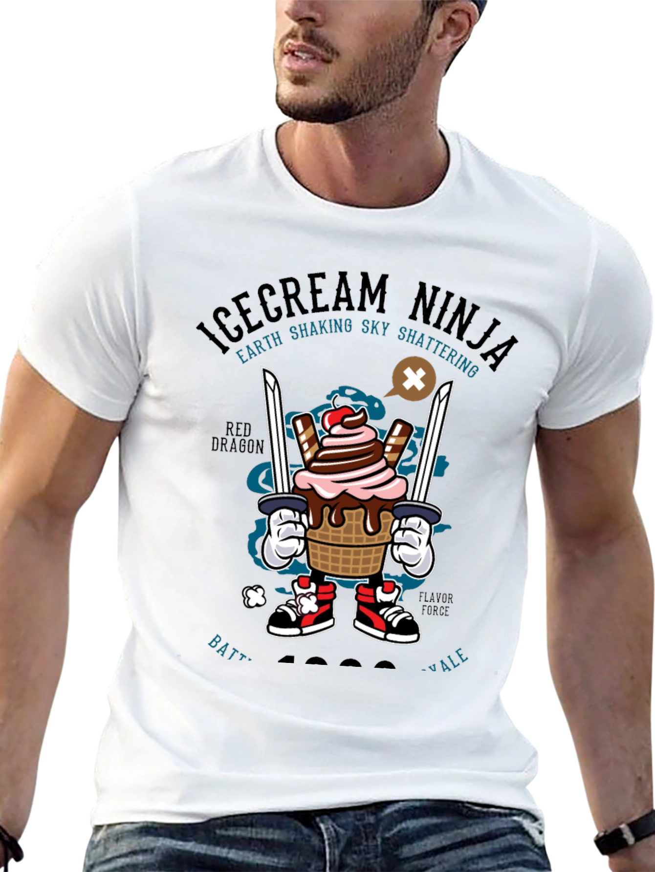 Ice Cream Ninja Graphic T-Shirt - Novelty Design
