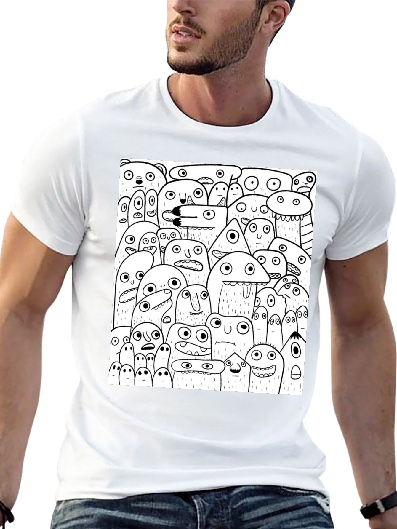 Monster Doodle Graphic Black T-Shirt