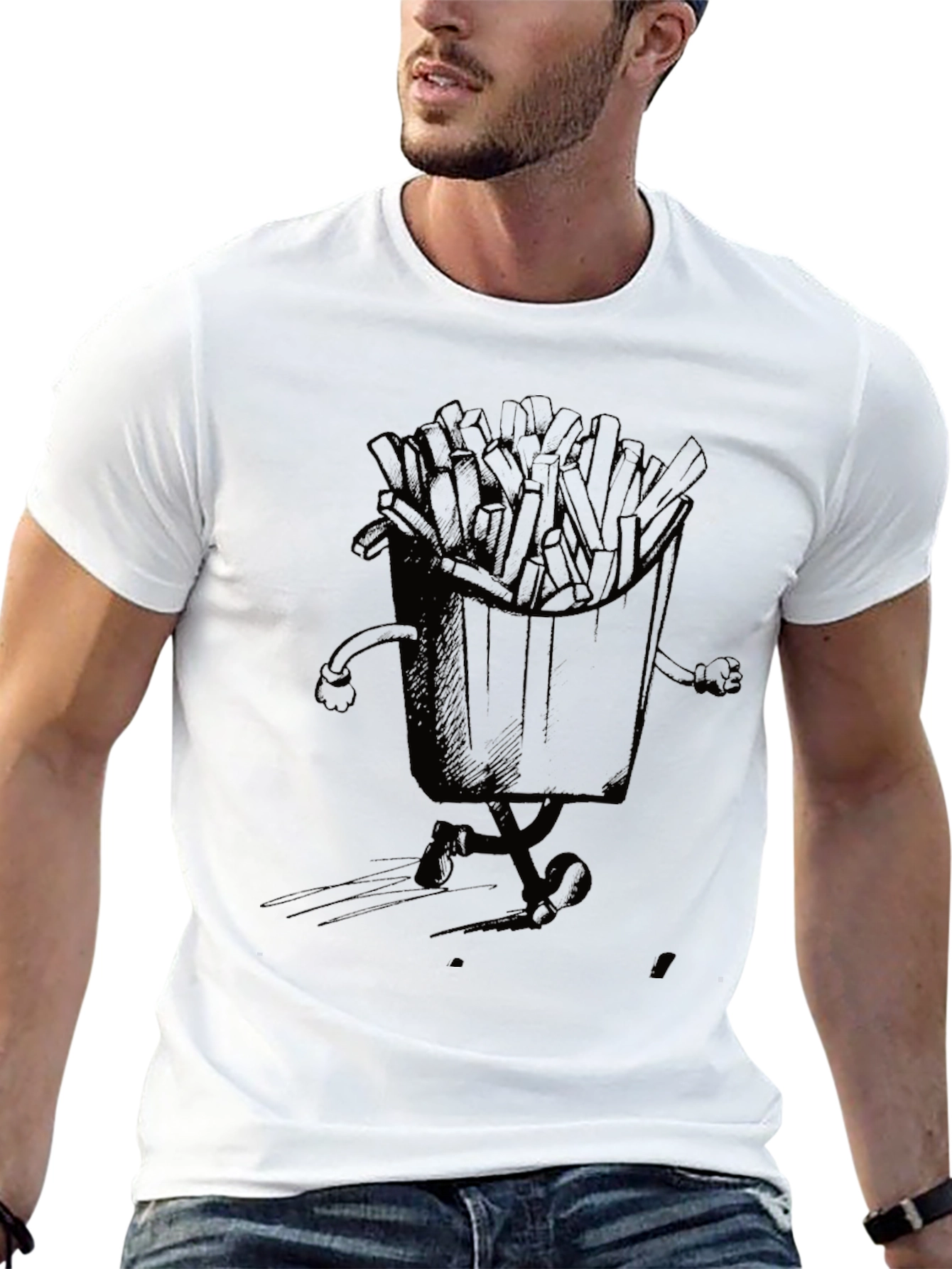 Running Fries Graphic T-Shirt - Black