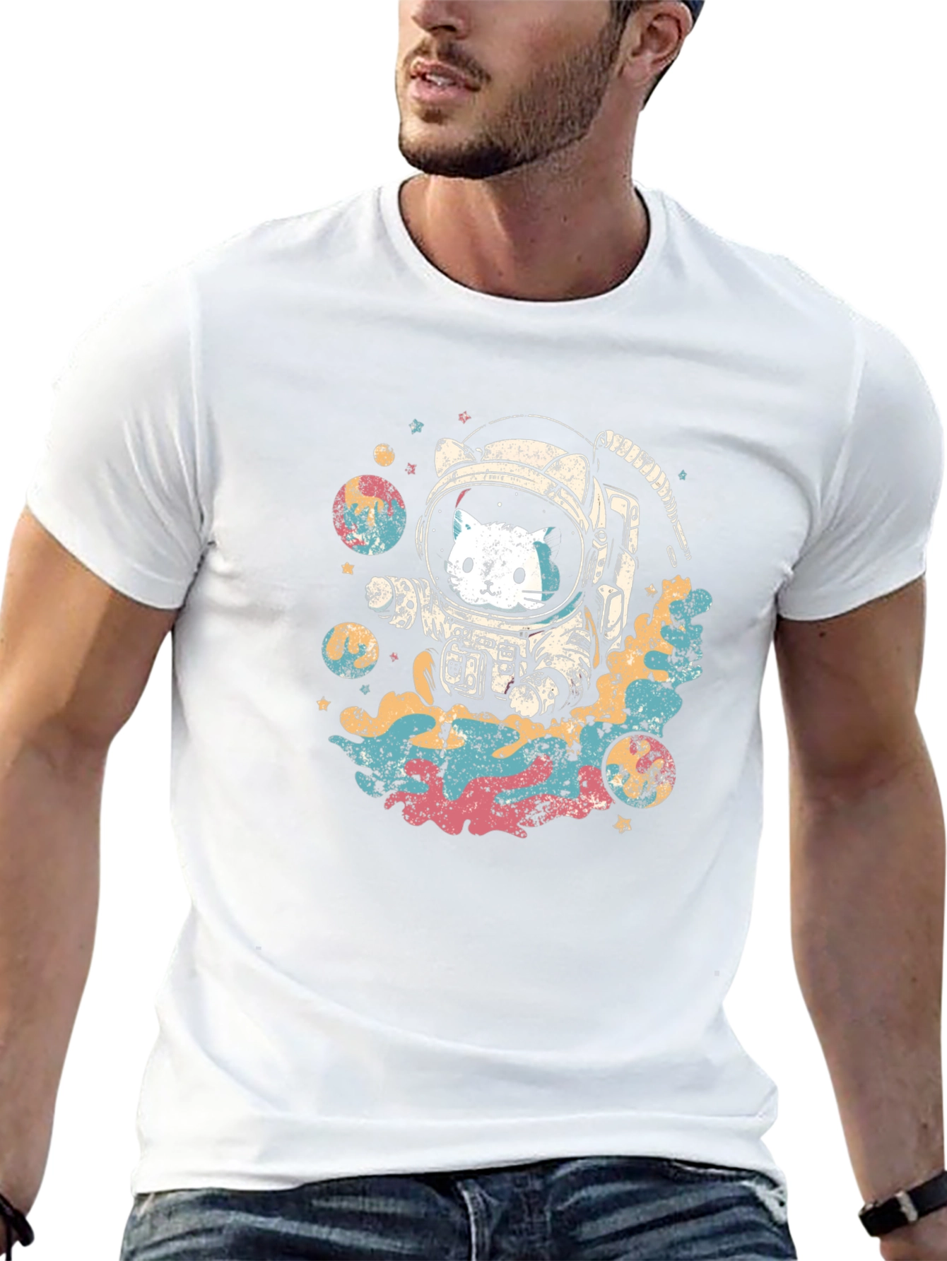Astronaut Cat Graphic T-Shirt